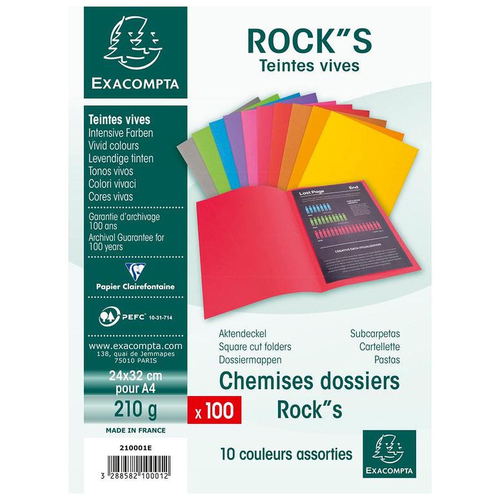 EXACOMPTA Chemise-dossier 1 rabat - Carte 160 g - Rose Pastel (lot