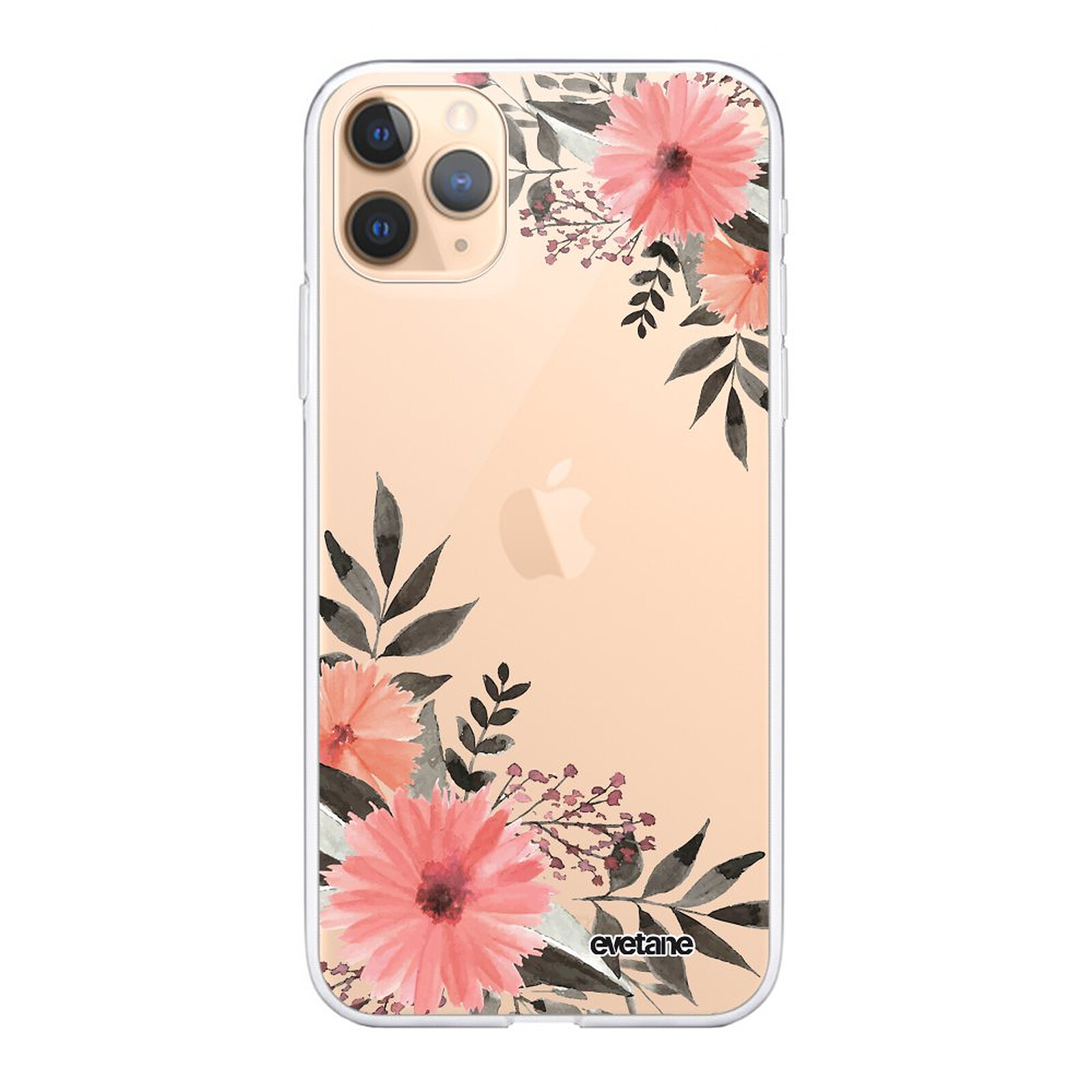 Evetane Coque iPhone 11 Pro Max silicone transparente Motif Fleurs roses ultra  resistant - Coque téléphone - LDLC