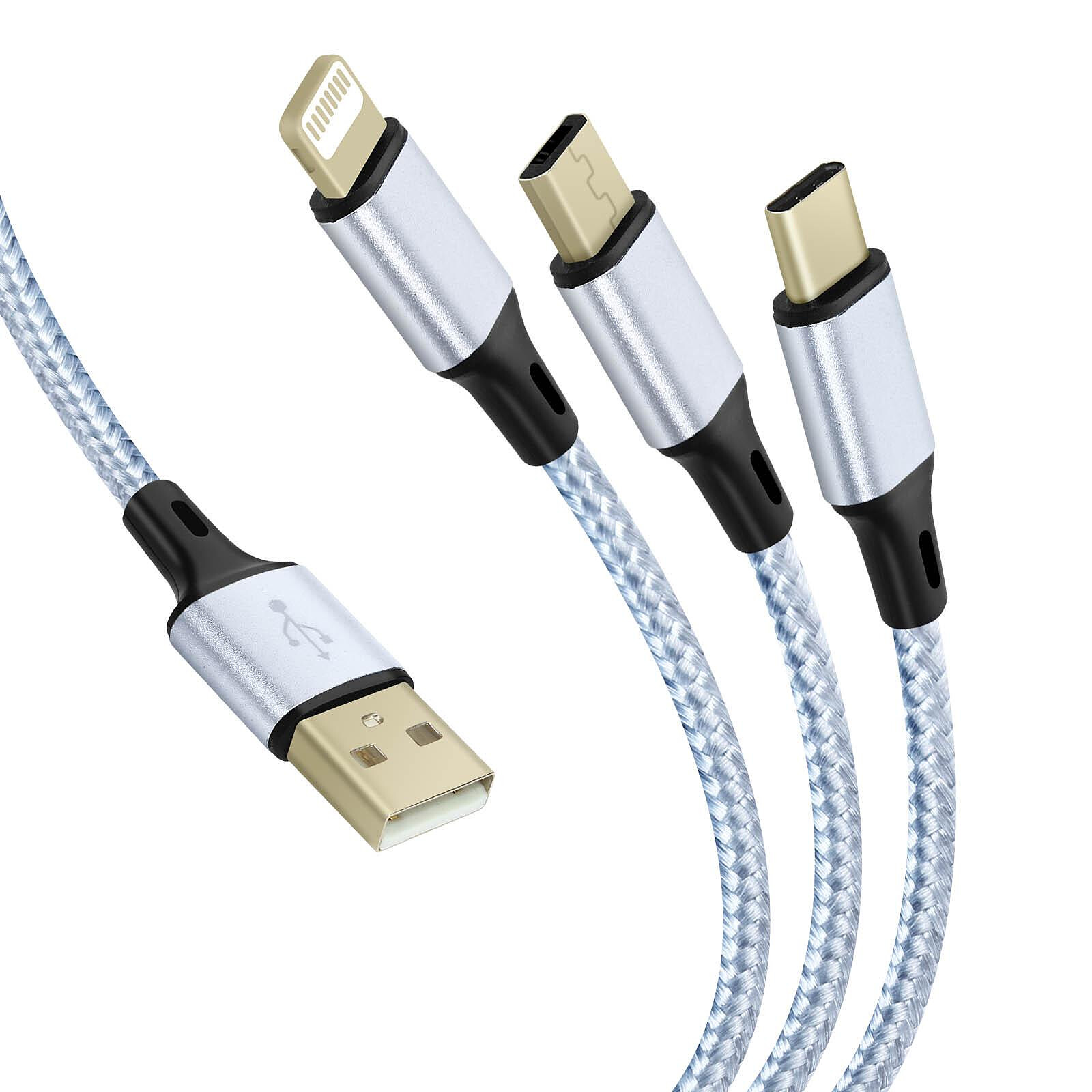 Câble de charge rapide USB universel 3 en 1 chargeur de cordon de