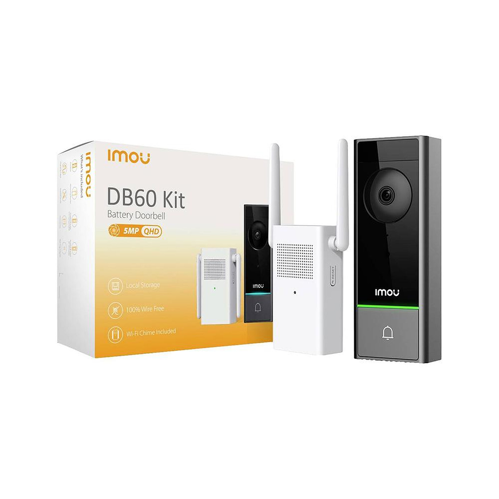 Imou - Kit sonnette vidéo Wifi sur batterie DB60 - Interphone