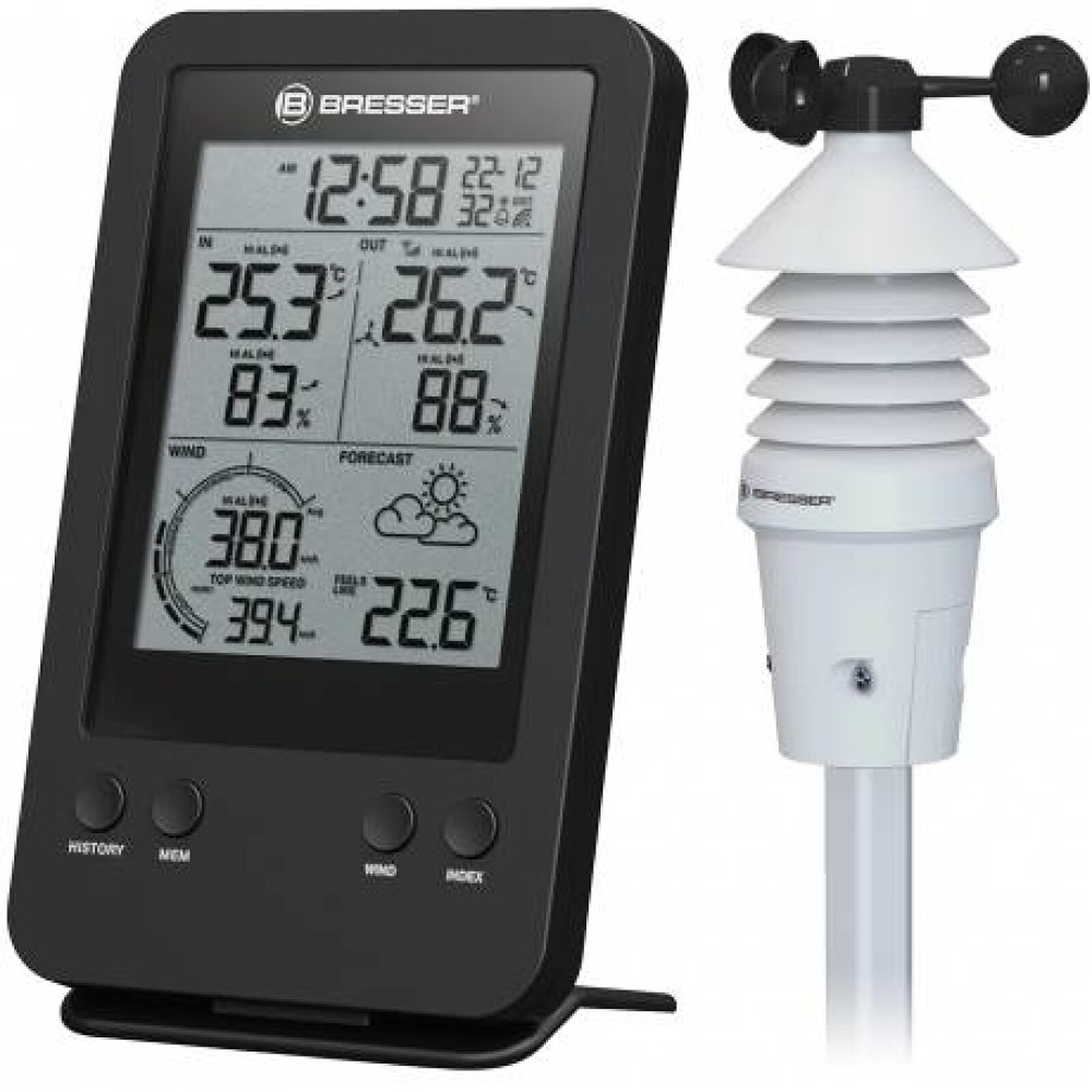 BRESSER Pluviomètre professionnel - Station météo thermomètre