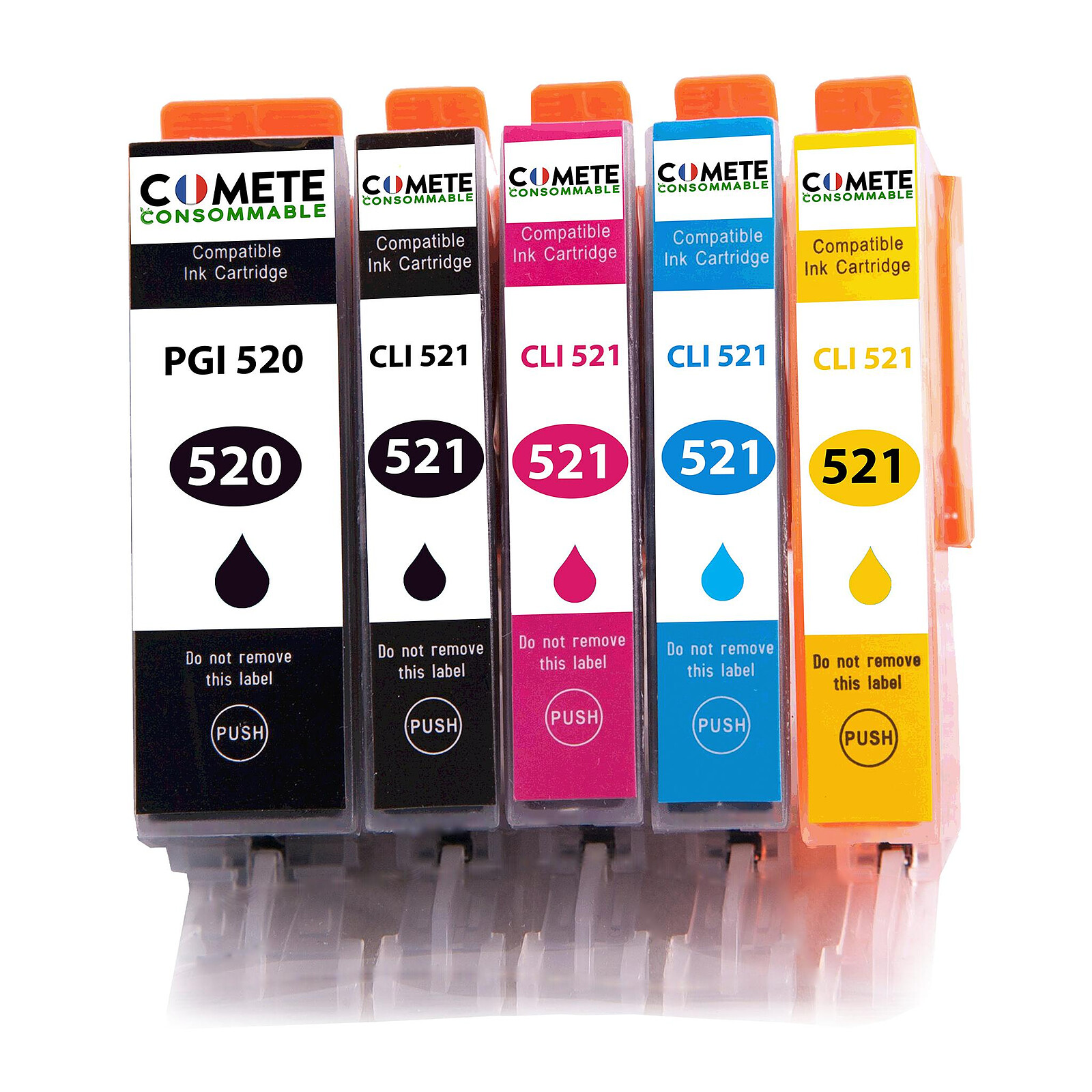 5 Cartouches Compatibles 520XL 521XL pour imprimantes Canon PIXMA PGI-520  CLI-521 - 1 Pack - Cartouche imprimante - LDLC