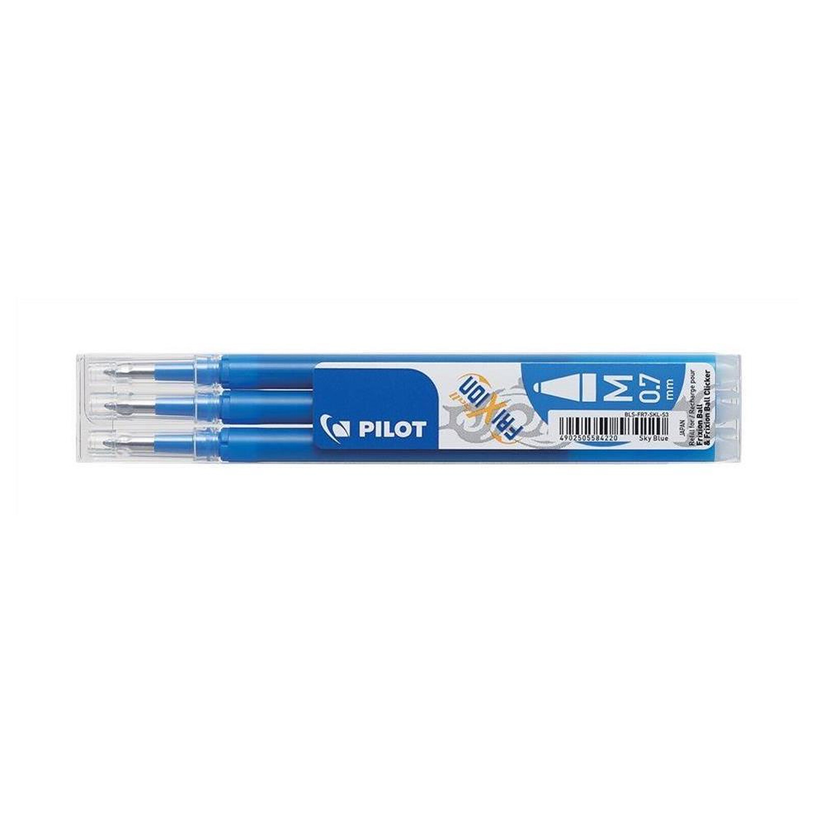 PILOT - 1 FriXion Ball Clicker Bleu + 2 Sets de 6 recharges + Gomme - Encre  Gel Effaçable - Stylo Roller Rechargeable, Rétractable et Ergonomique 