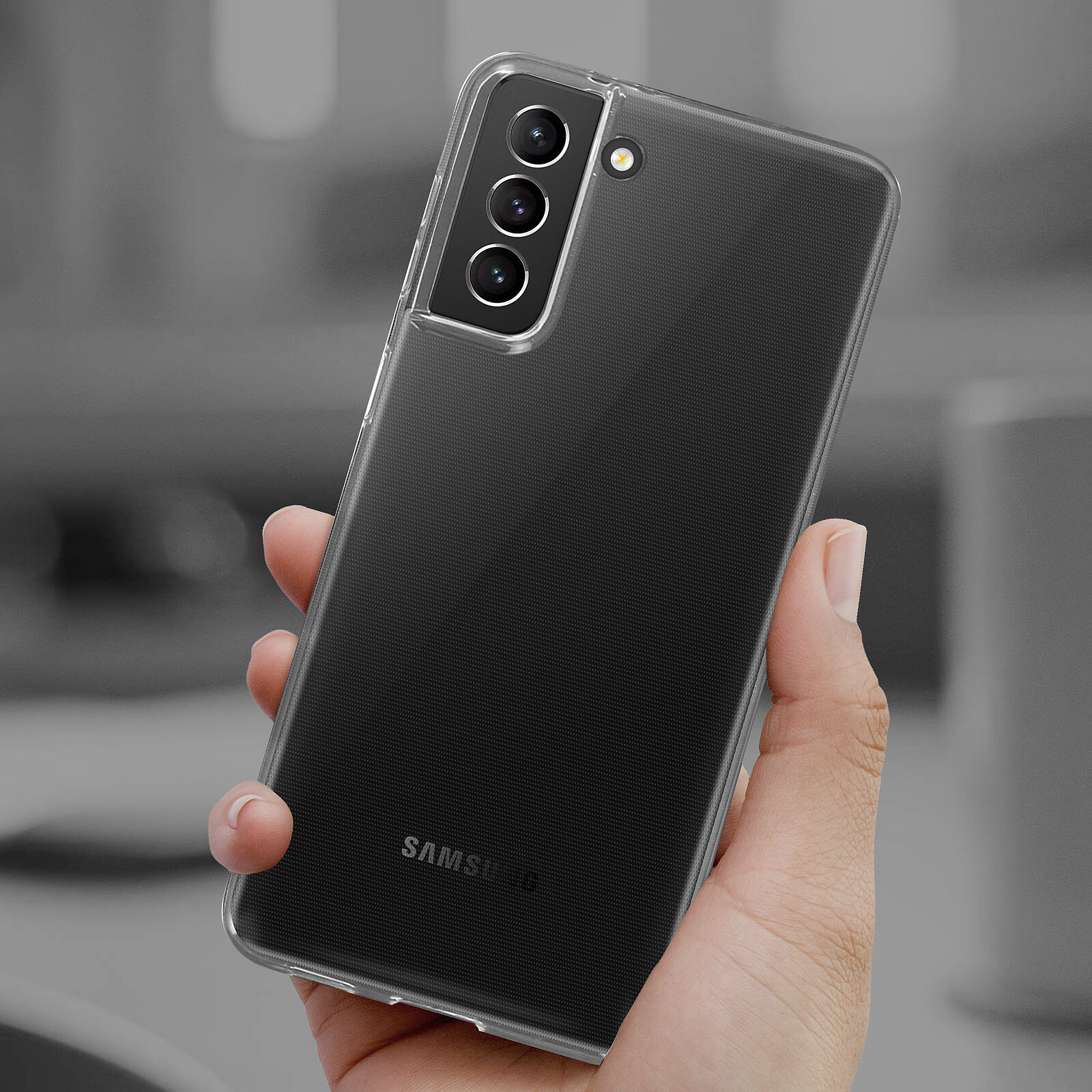 Avizar Coque pour Samsung Galaxy S21 Plus Souple et Film Verre Trempé  Dureté 9H Transparent Noir - Coque téléphone - LDLC