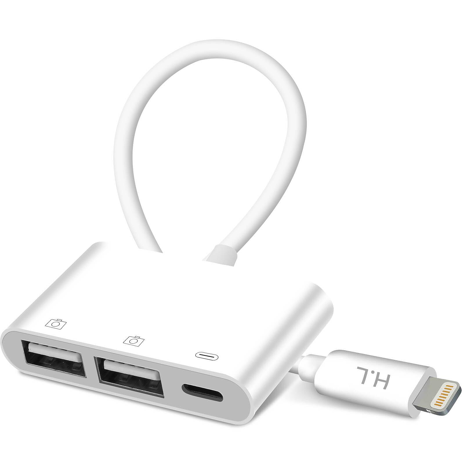 Adaptateur Appareil Photo Lightning vers USB 3.0 Compatible - Blanc