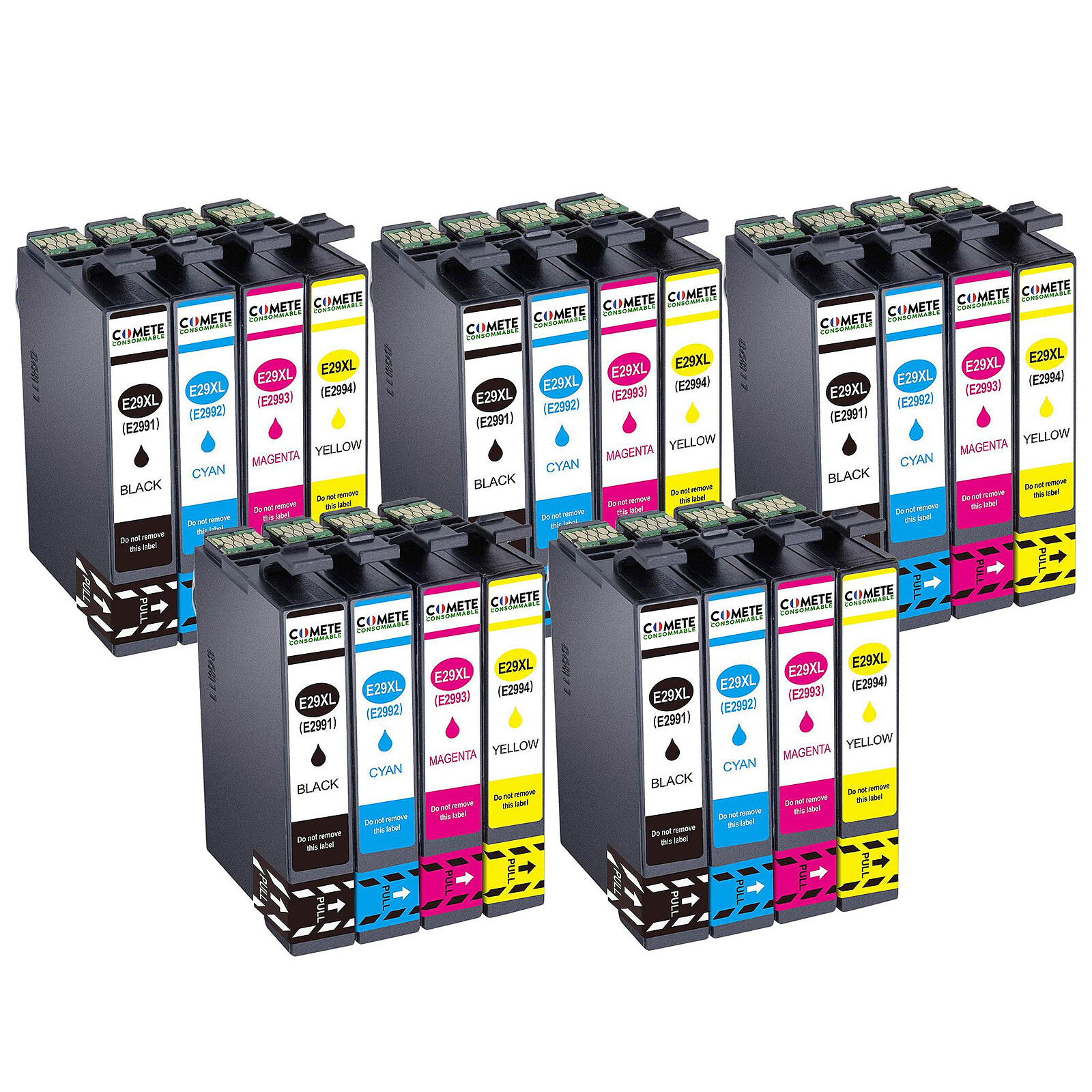 COMETE - 29XL - Pack de 20 Cartouches 29XL compatibles Epson 29 XL - Noir  et Couleur - Marque française - Cartouche imprimante - LDLC