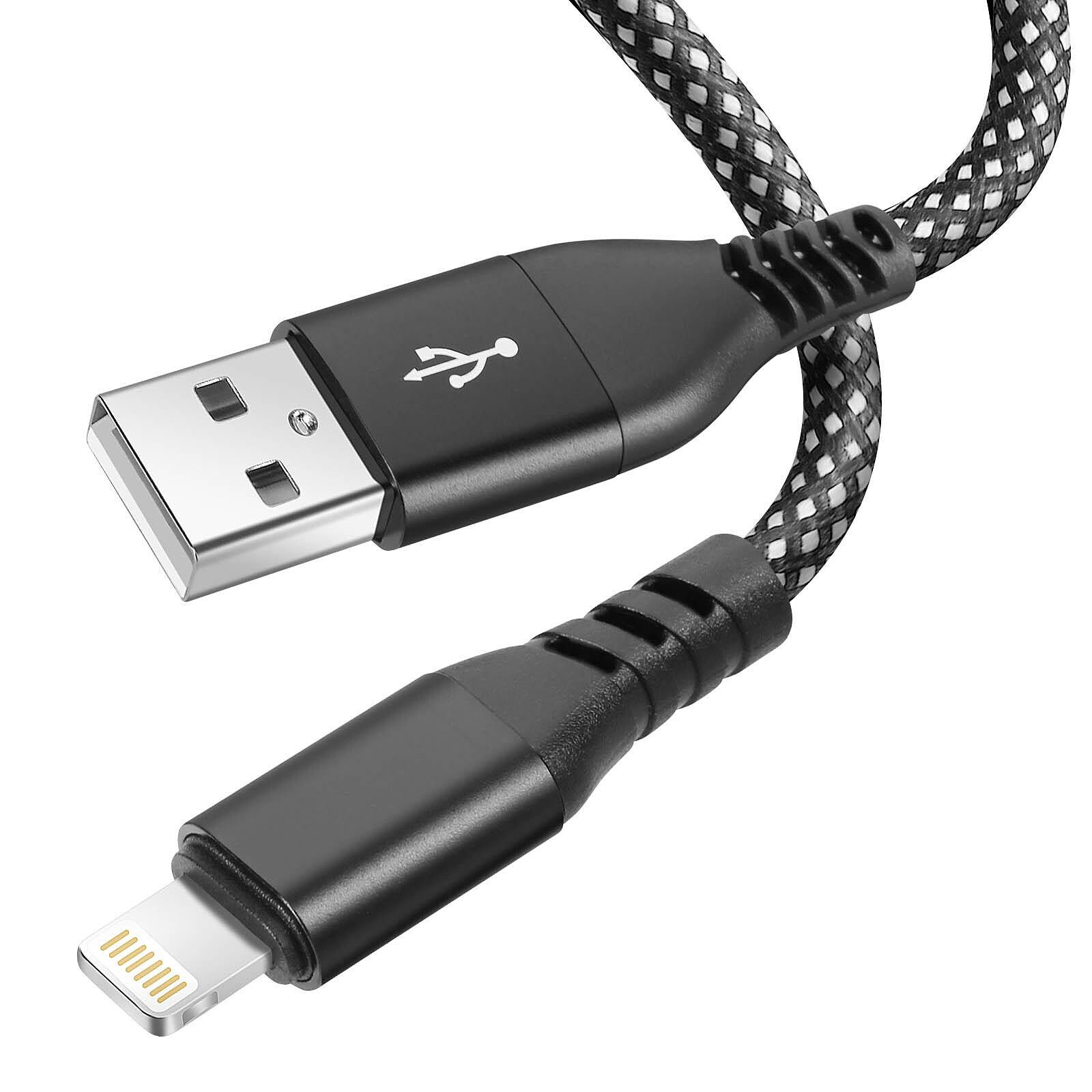 Moxie Câble pour iPhone en nylon tressé noir 2m, USB vers