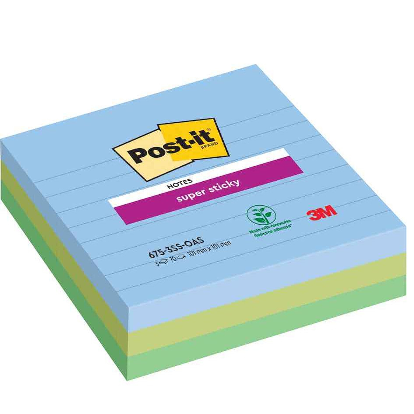 POST-IT Bloc-note adhésif Z-Notes, 76 x 76 mm, 6 couleurs - Bloc  repositionnable - LDLC