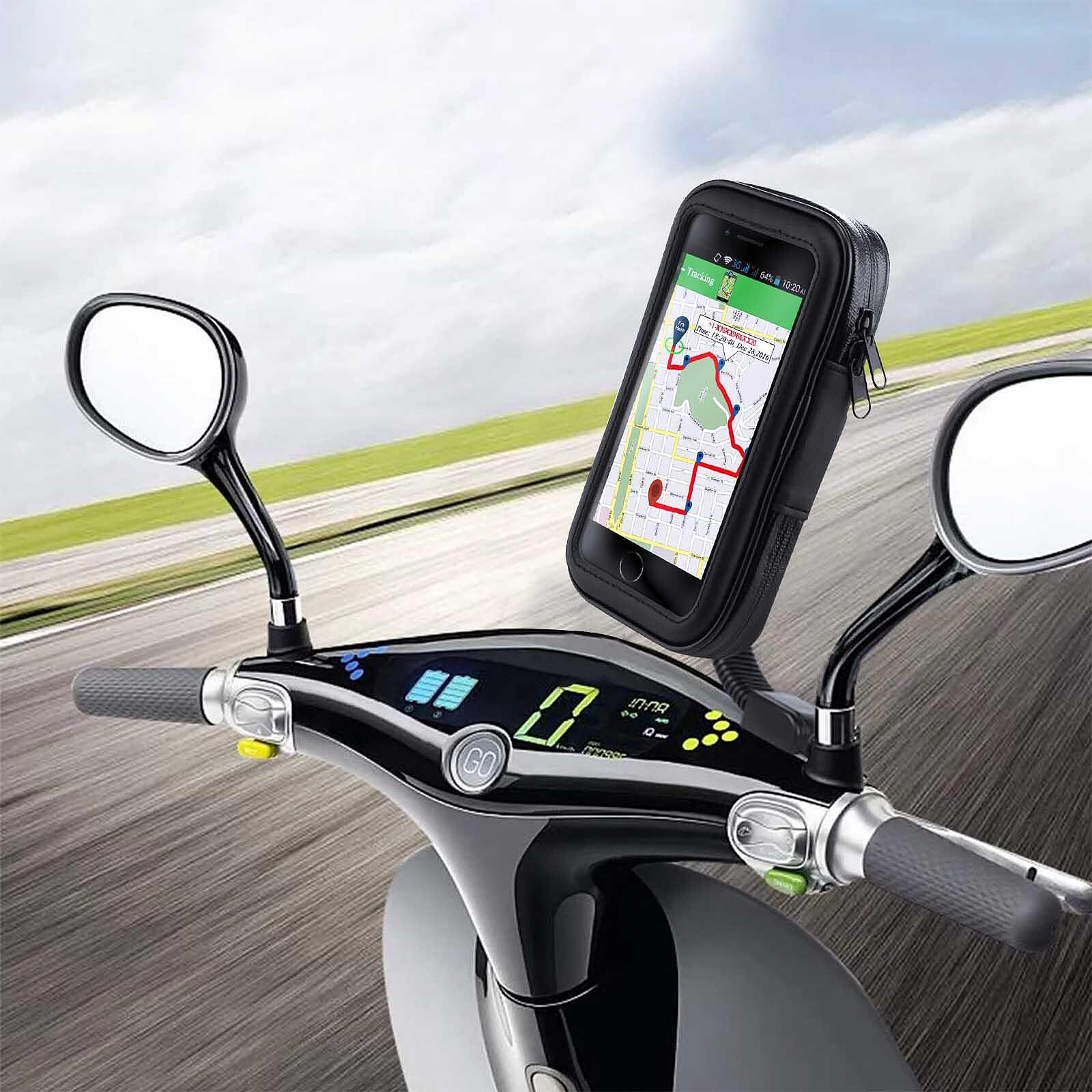 Avizar Support Moto / Scooter Pour Smartphone Fixation Rétroviseur Housse  Imperméable Noir - Support voiture - LDLC
