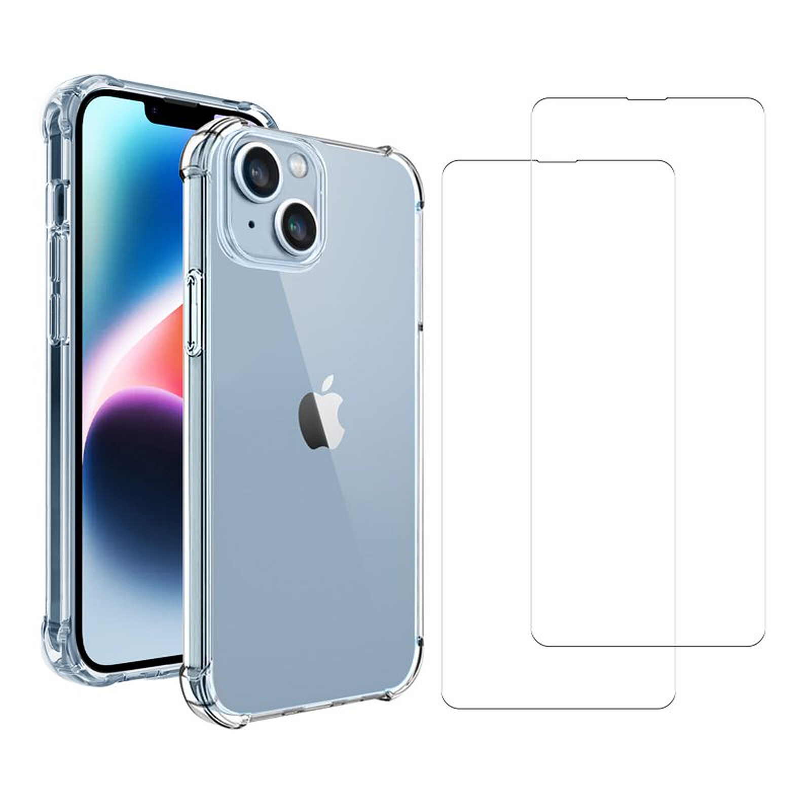 Evetane Coque iPhone 14 Plus Antichoc Silicone bords renforcés + 2 Vitres  en verre trempé Protection écran - Coque téléphone - LDLC