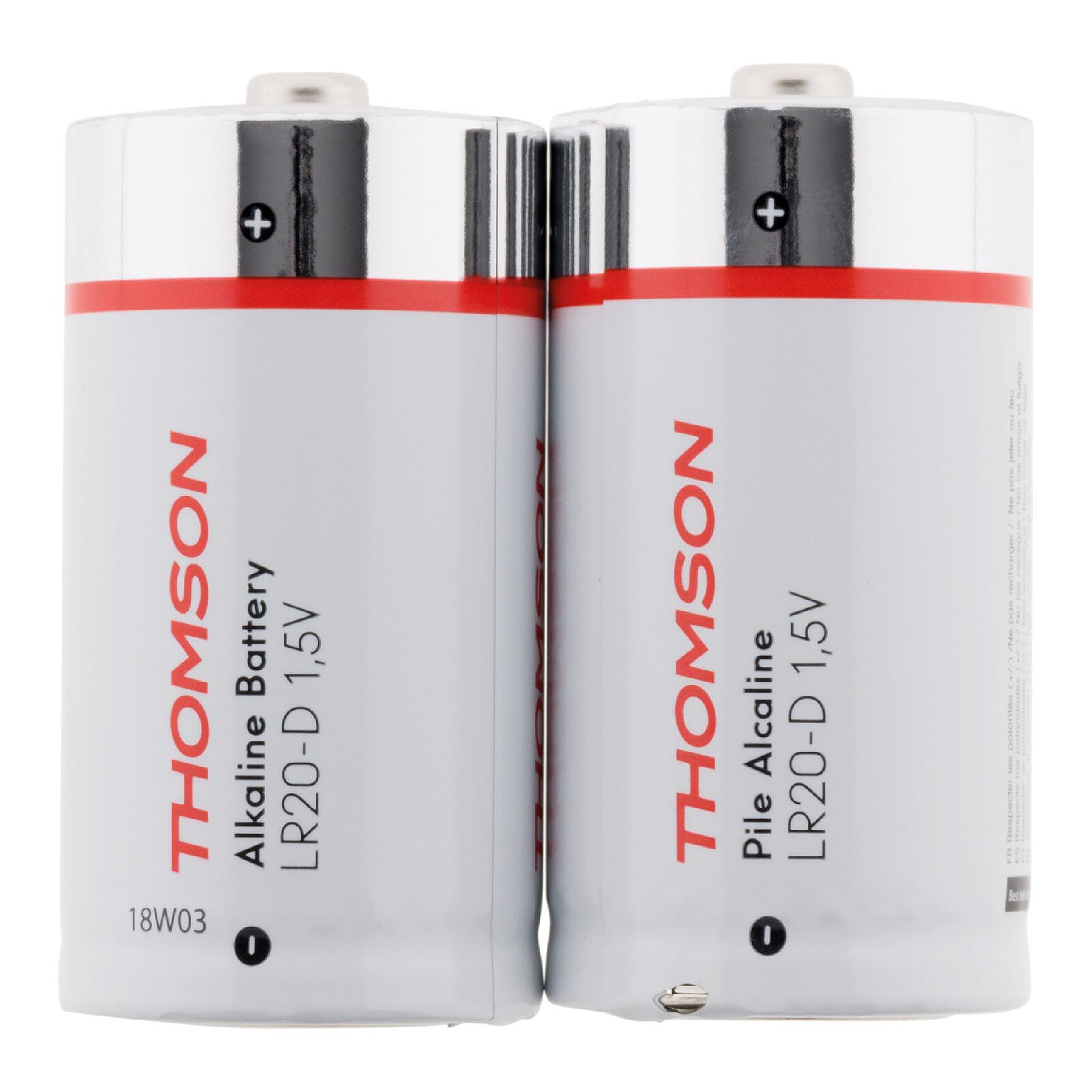 Pack 2 piles alcalines LR20 D 1,5 V - Thomson - Pile & chargeur - LDLC