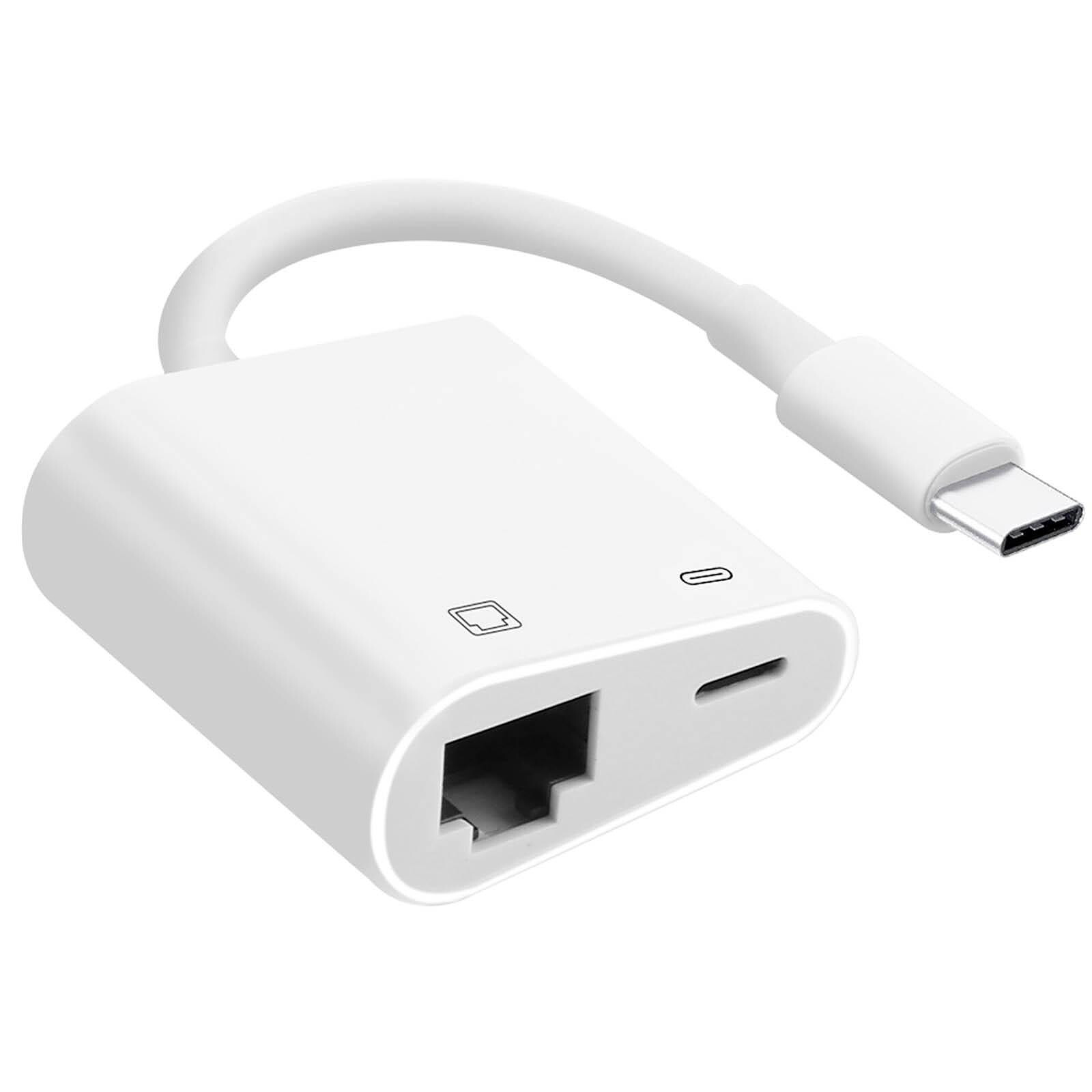 Avizar Adaptateur USB-C vers Ethernet + USB-C Charge et Connexion internet  stable Blanc - Câble & Adaptateur - LDLC