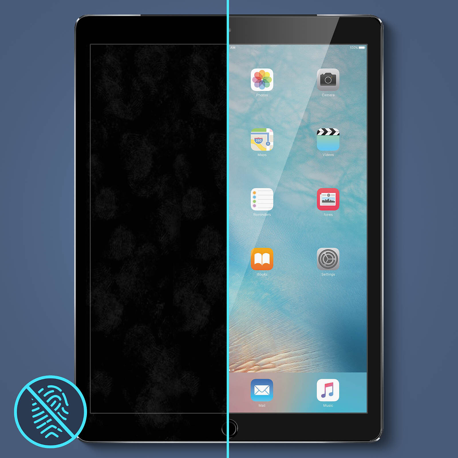 Protection d'écran pour tablette Avizar Film Écran pour iPad Pro 12.9 2015  / 2017 Verre Trempé 9H Anti traces Transparent