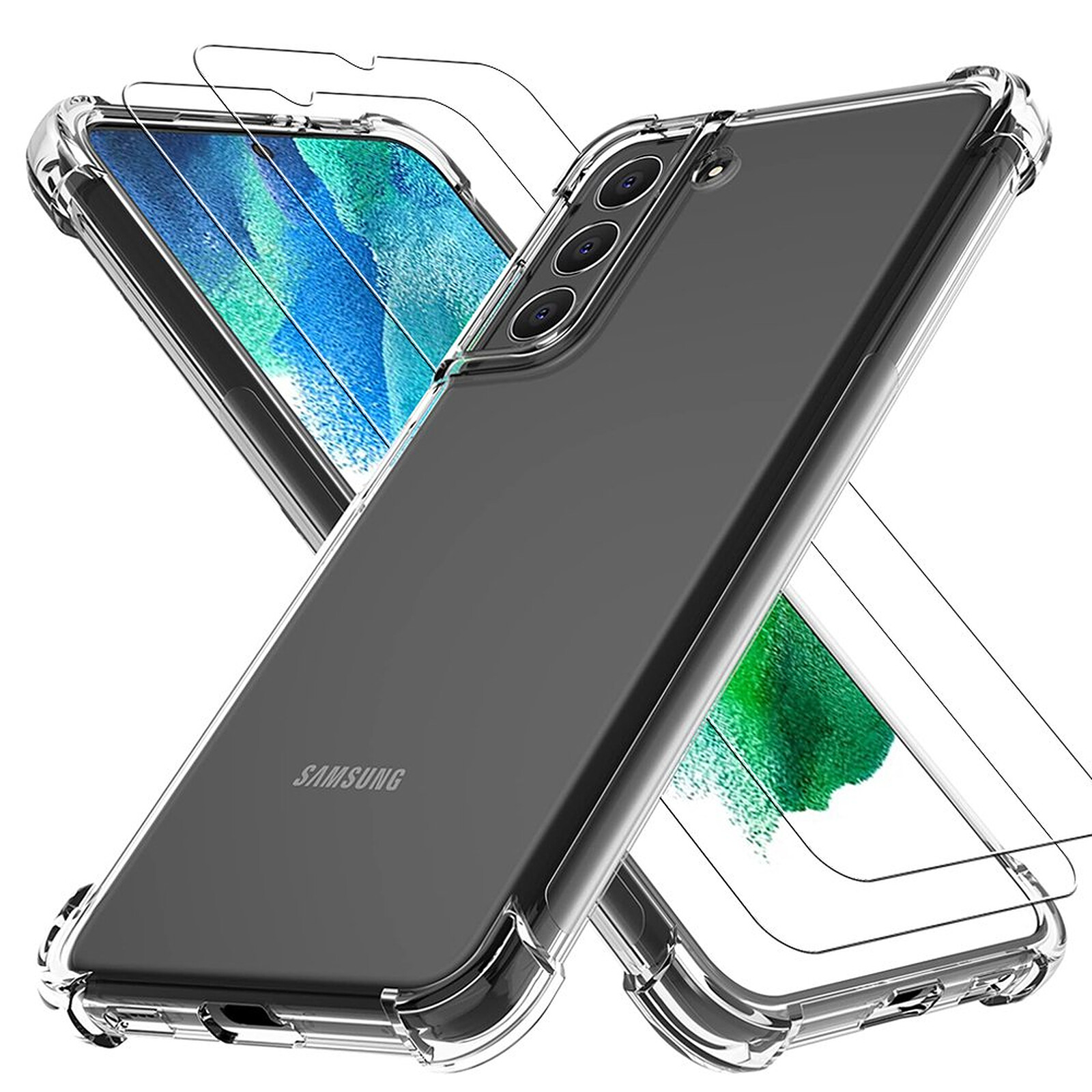 Coque Compactible avec Samsung Galaxy S21 FE 5G + 2 Verre Trempé