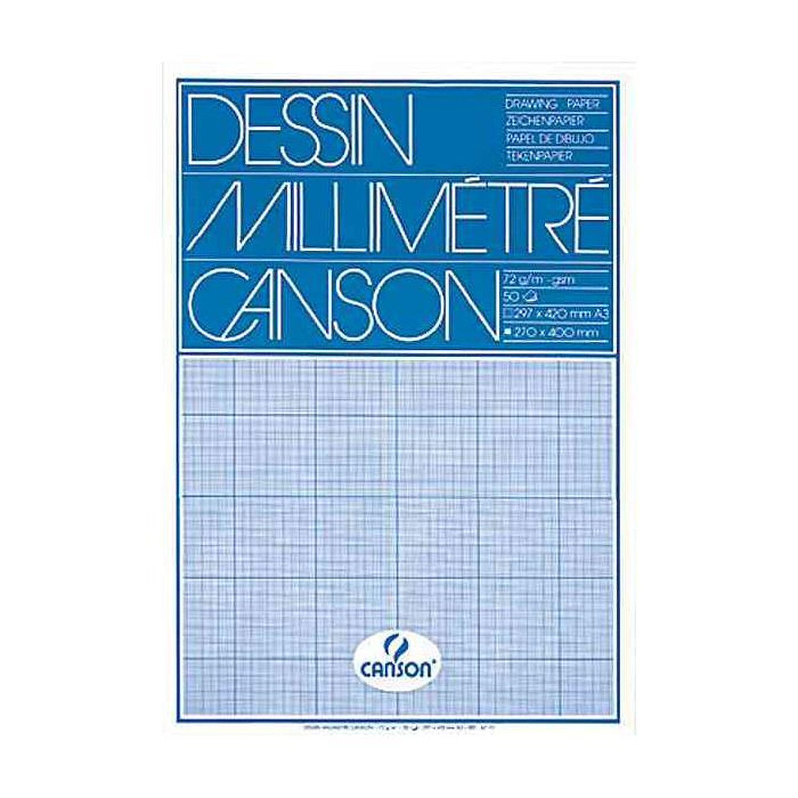Papier millimétré Canson 90g pochette de 12 feuilles A4 bleu