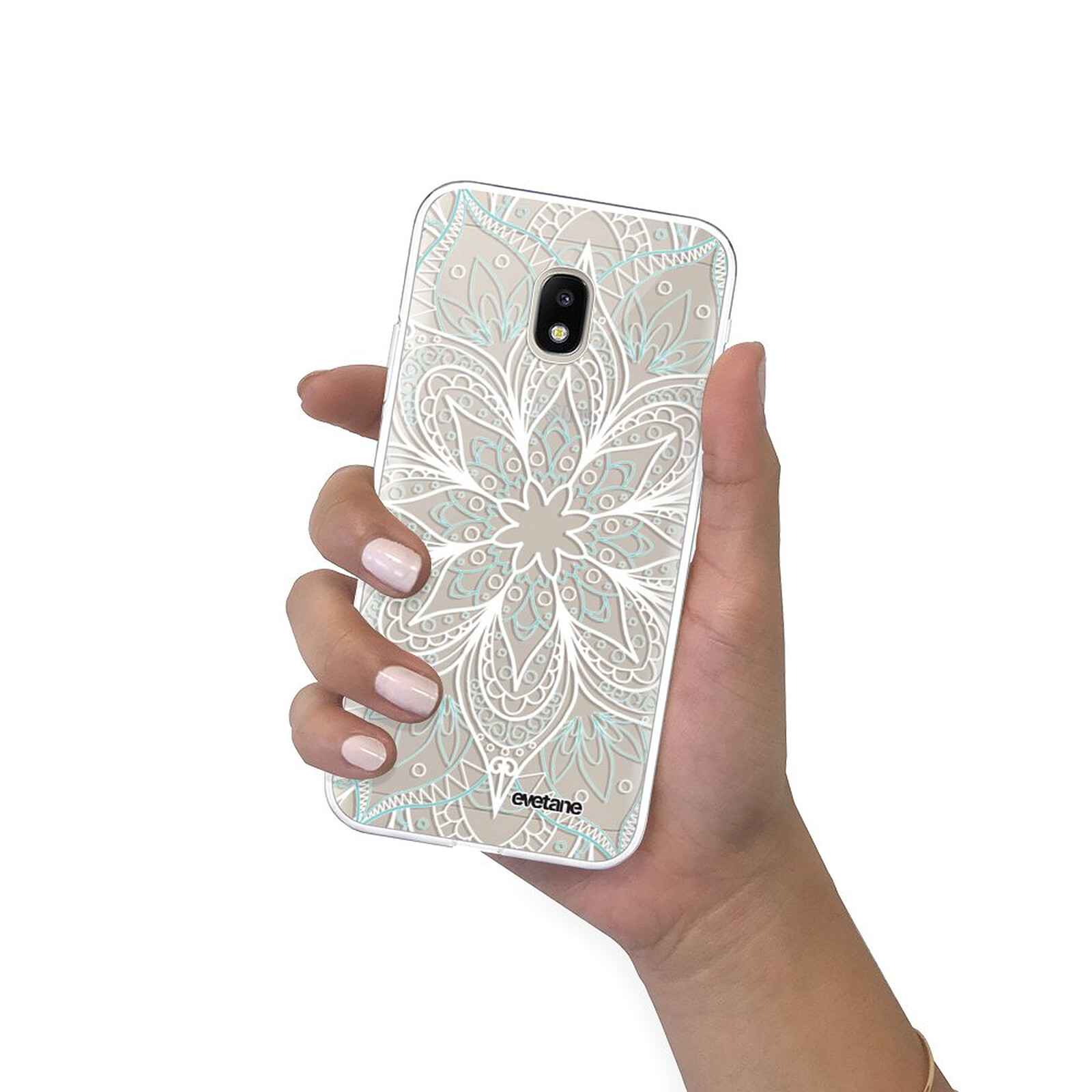 Jaune Silicone TPU Gel Ultra Fine Slim Housse Etui Case Cover Transparente avec 3D Motif Dessin Bumper Antichoc E-Mandala Coque Samsung Galaxy J3 2017 Ananas 