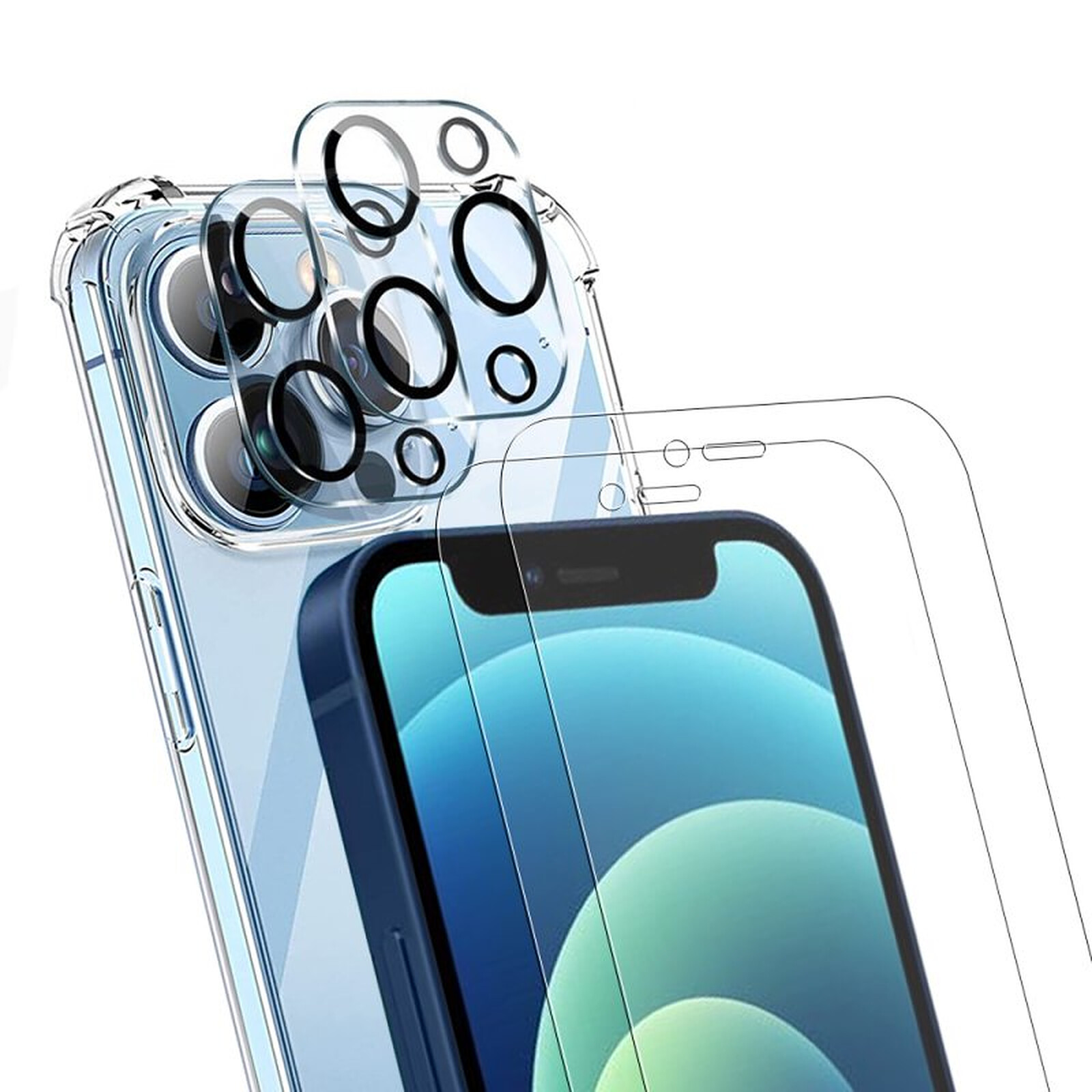 Evetane Coque iPhone 13 Pro Antichoc avec 2 Vitres en Verre Trempé  Protection écran et 2 Vitres de Protection Objectif Caméra - Coque  téléphone - LDLC