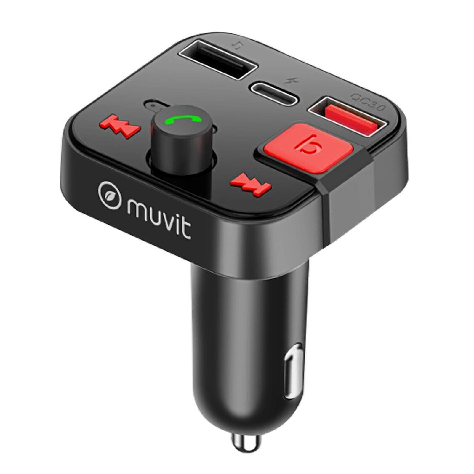 Muvit Transmetteur FM Bluetooth Allume cigare avec Port de charge USB et  USB C - Kit main libre - LDLC