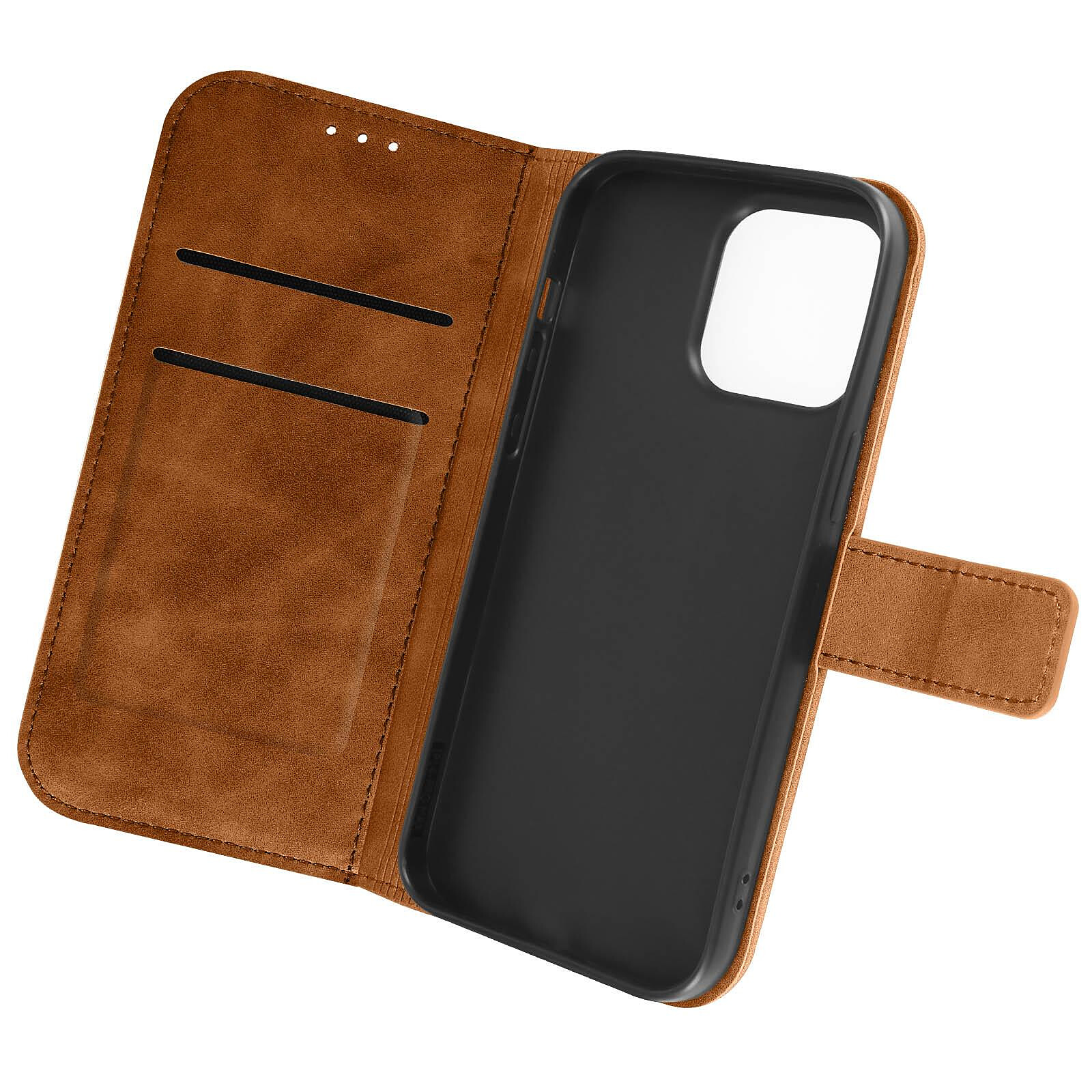 Avizar Sacoche de ceinture smartphone étui zippé aspect cuir + mousqueton -  Marron - Coque téléphone - LDLC