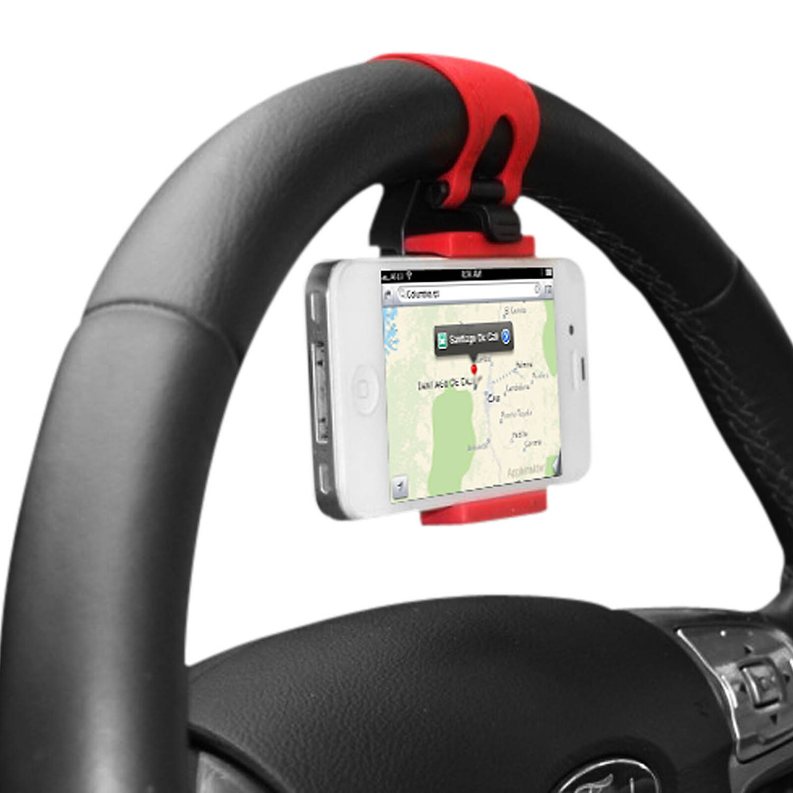 Avizar Support Voiture Fixation Volant pour Smartphone - Clip Rouge et Noir  - Support voiture - LDLC