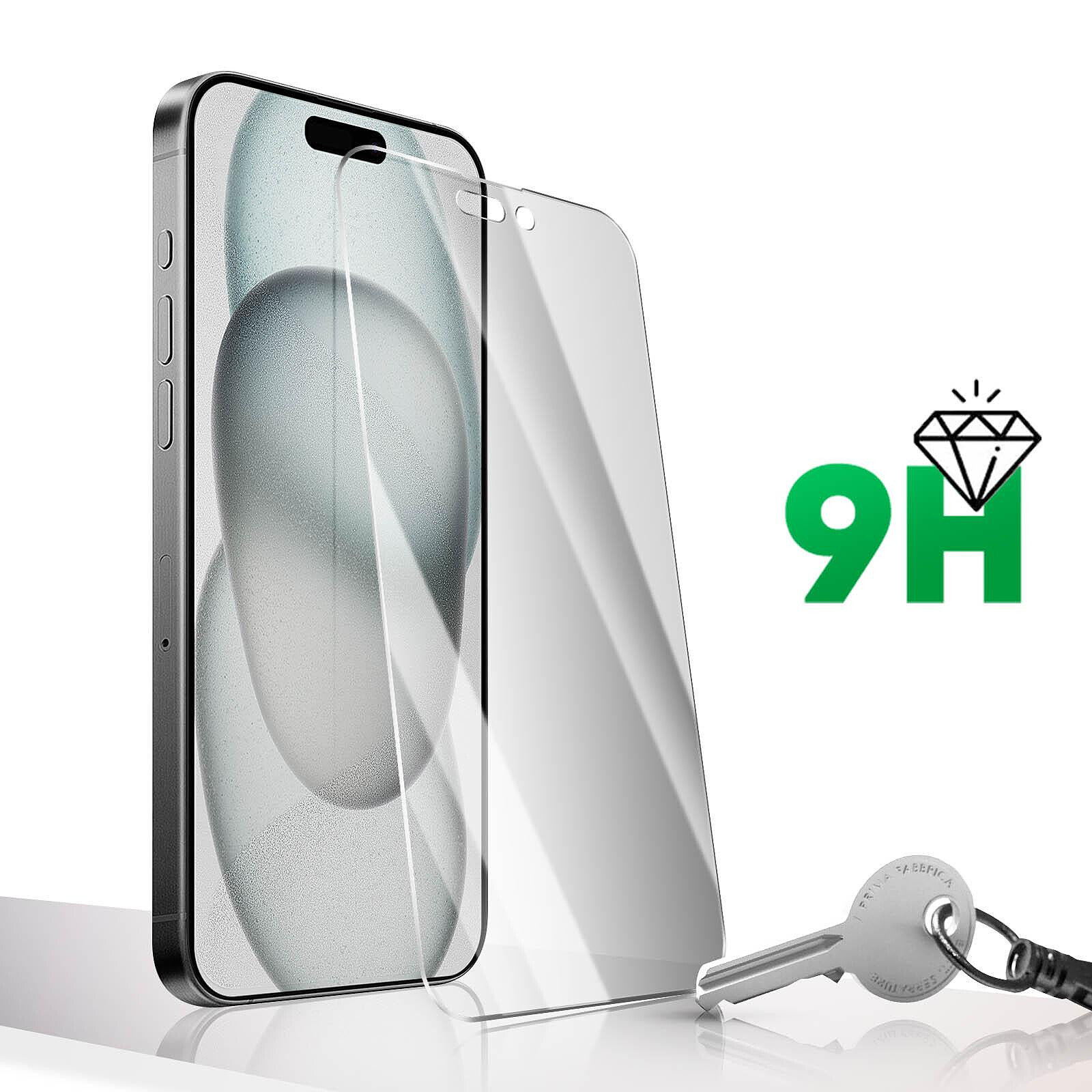 Verre Trempé Anti-espion iPhone 15 Pro Dureté 9H - Contour Noir - Français