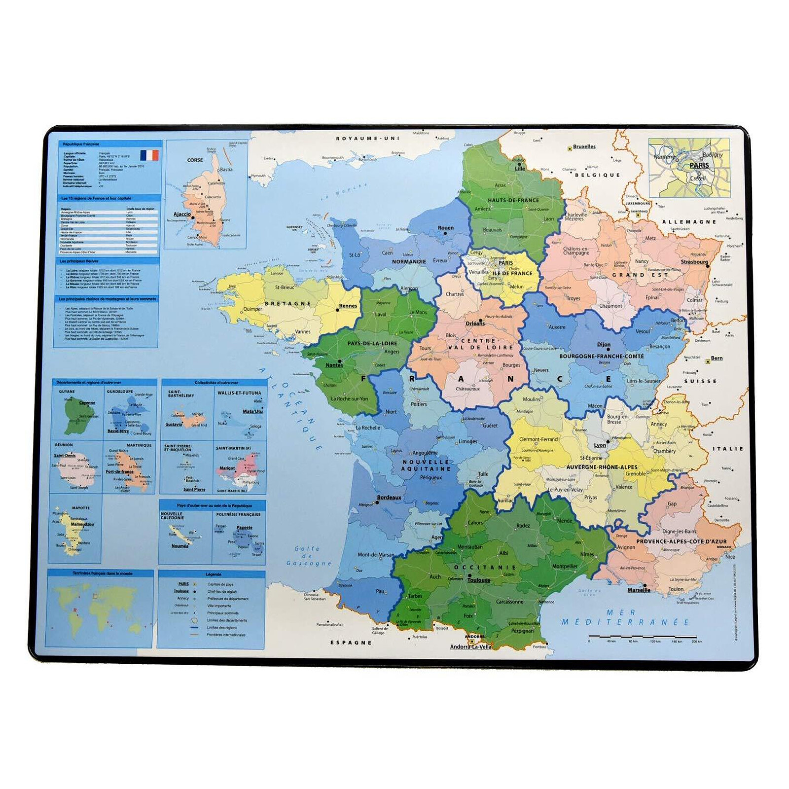 ESSELTE Sous-mains plastique 'Carte de France' anti-dérapant 40 x 53 cm - Sous  main - LDLC