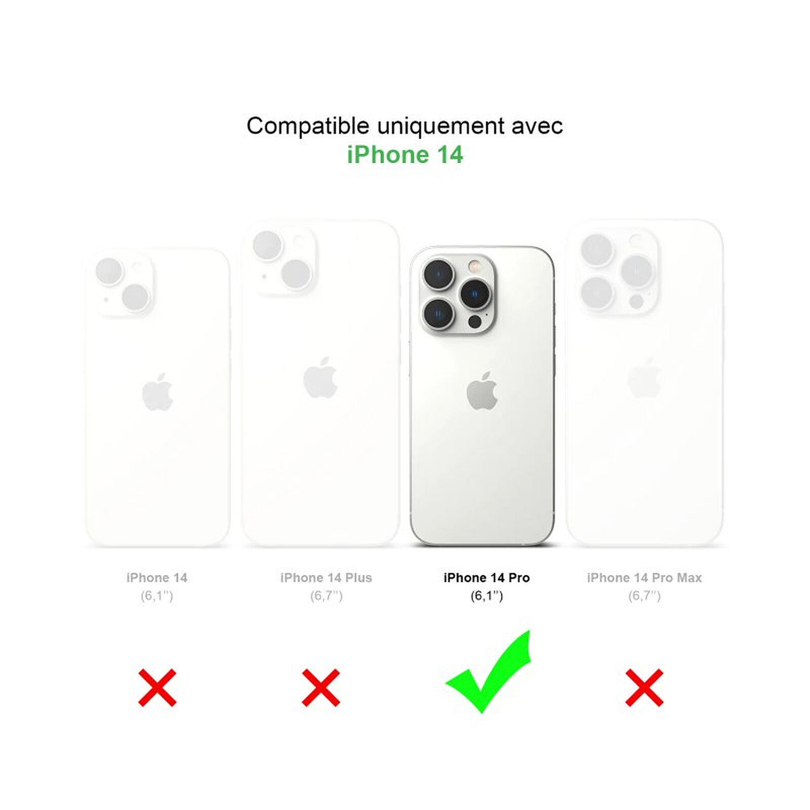 Evetane Coque iPhone 14 Pro Antichoc Silicone bords renforcés + 2 Vitres en  verre trempé Protection écran - Coque téléphone - LDLC