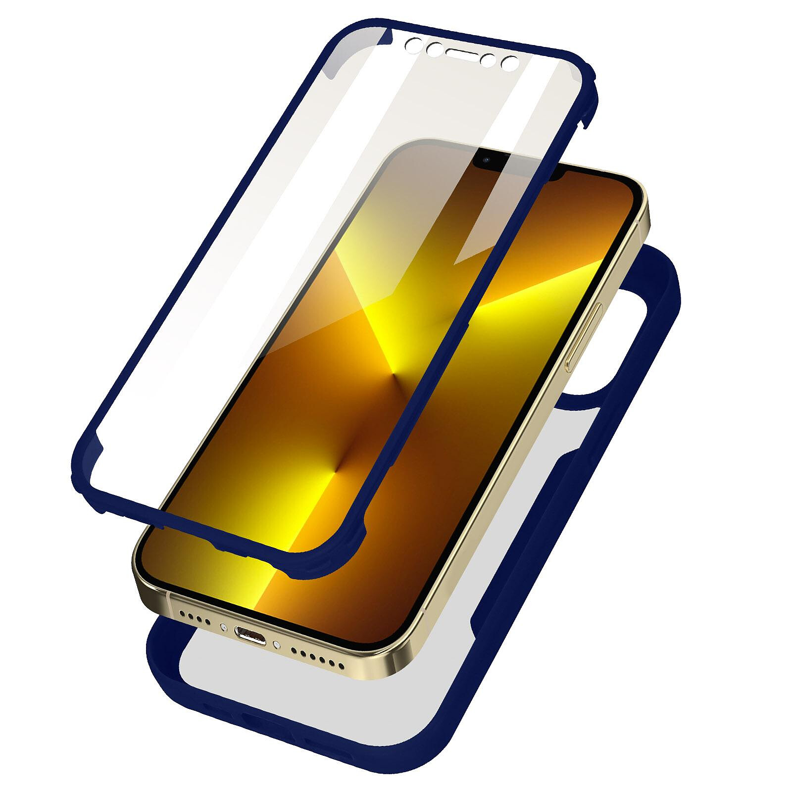 Avizar Coque pour iPhone 13 Pro Dos Plexiglas Avant Polymère Coins  Renforcés Contour Bleu - Coque téléphone - LDLC