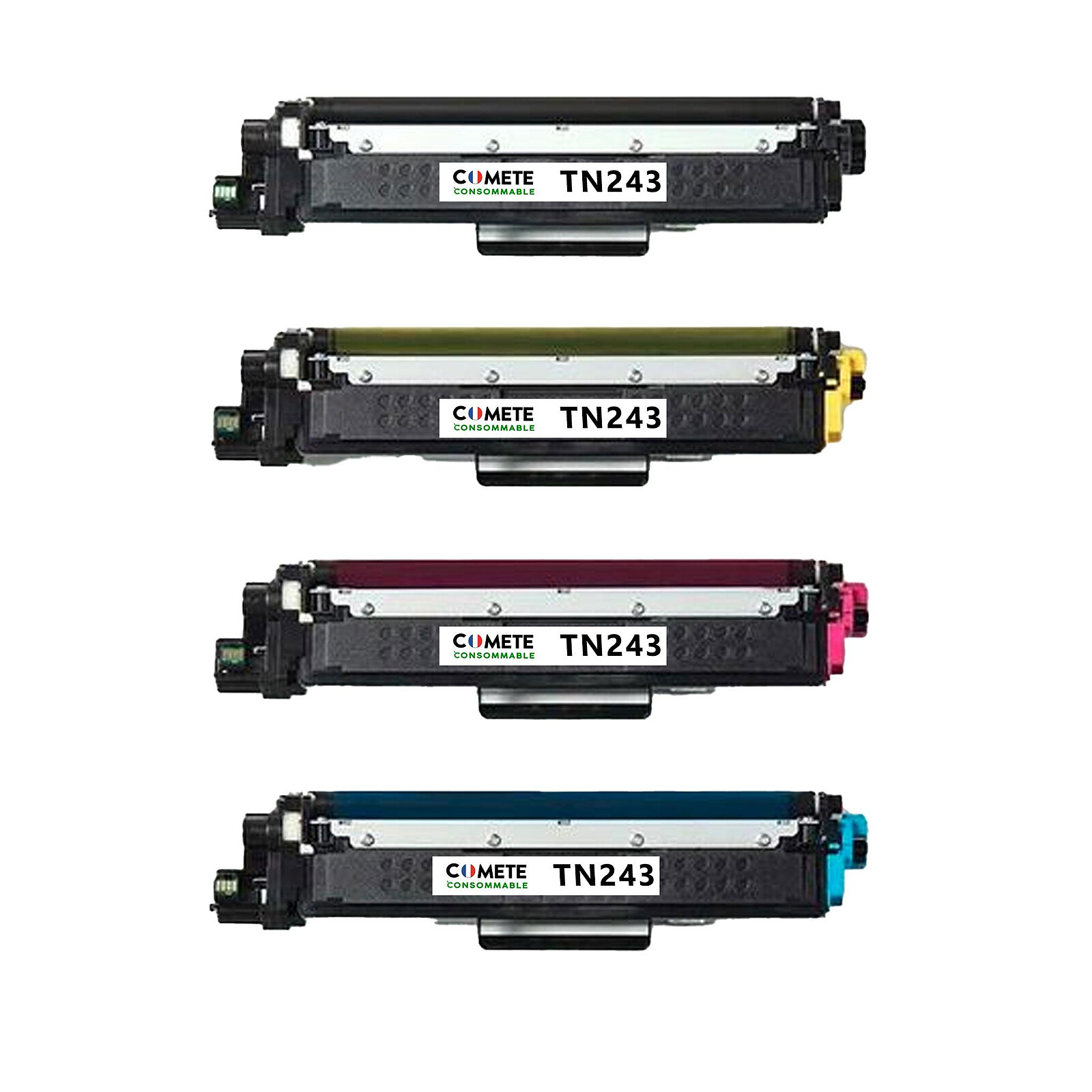 COMETE - TN243 - Pack de 4 Toners Compatibles avec Brother TN243 (ou TN247)  - Couleur - Marque française - Toner imprimante - LDLC