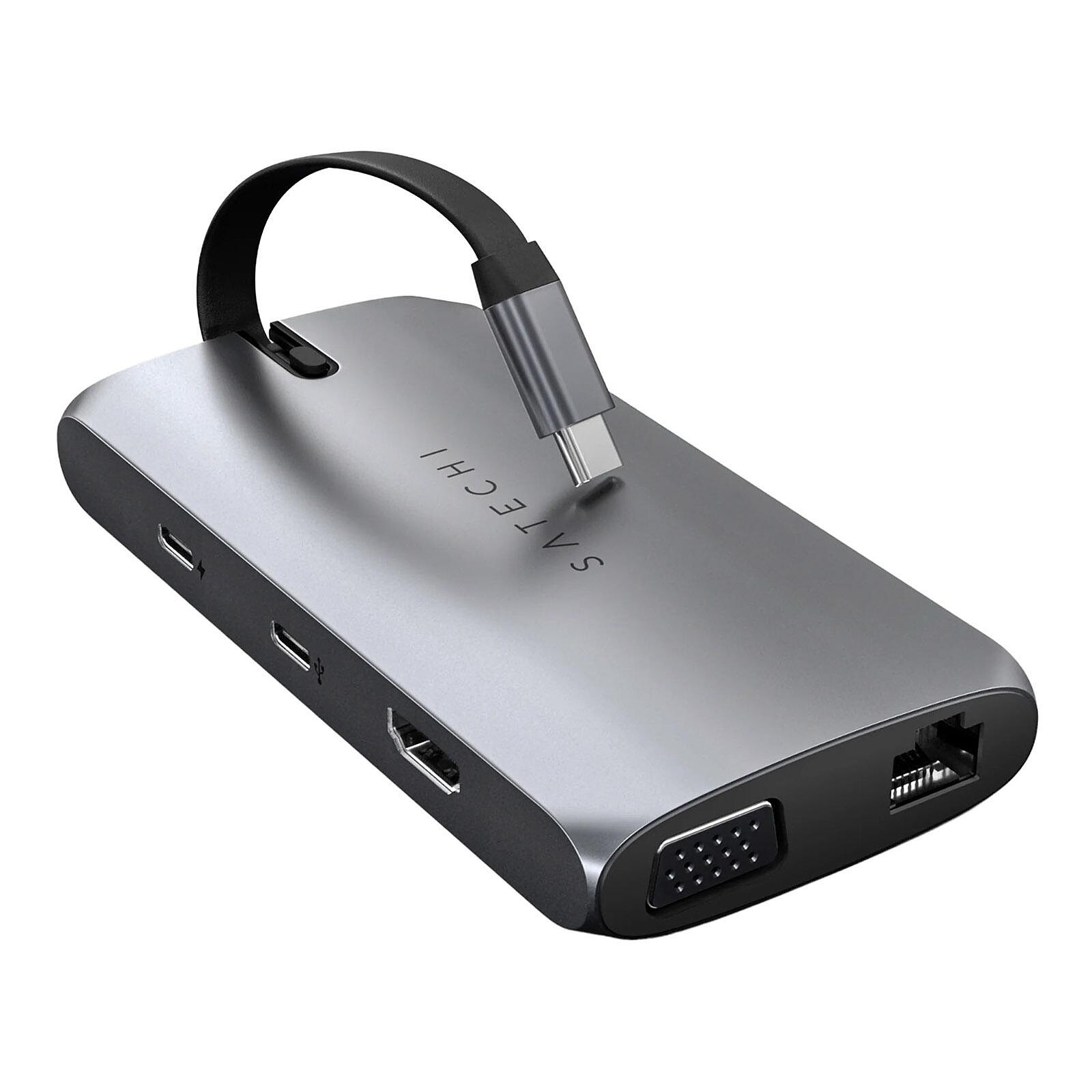 Satechi Hub USB C vers HDMI 4K + Ethernet + 3 USB + USB C 60W + Lecteur carte  SD / micro-SD Carte V2 Gris sidéral - Câble & Adaptateur - LDLC