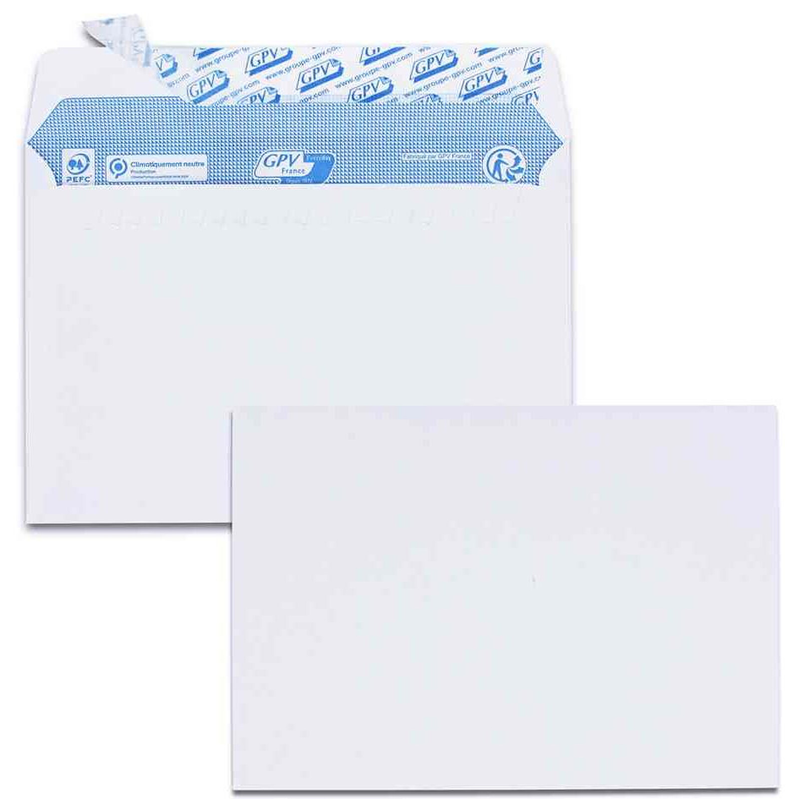 Enveloppes blanches 162 x 229 - fenêtre 45 x 100 - fermeture auto-adhésive  - 80 g - boîte de 500 pas cher