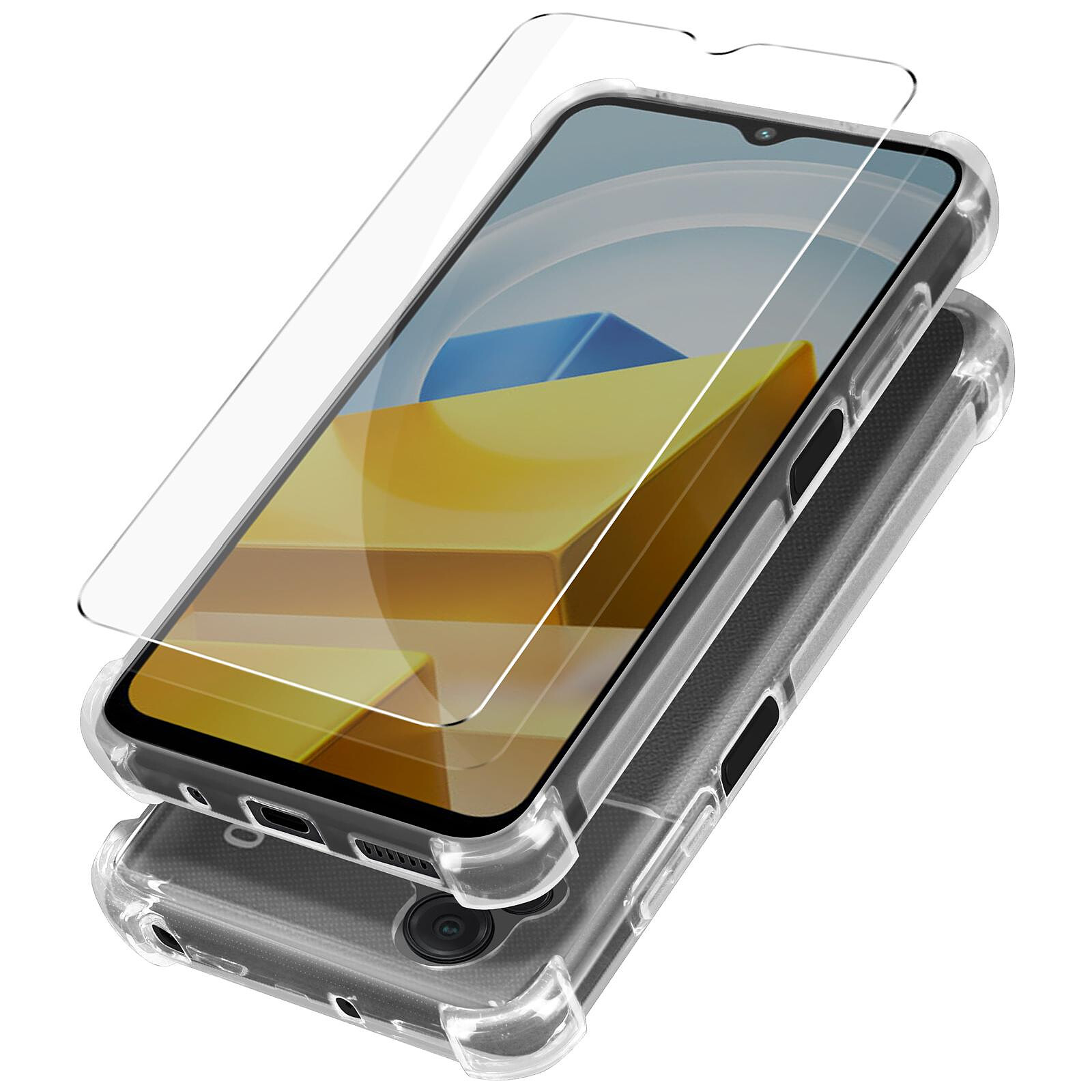 Avizar Pack Protection Pour Xiaomi Poco M Coque Renforc E Verre Tremp Transparent Coque