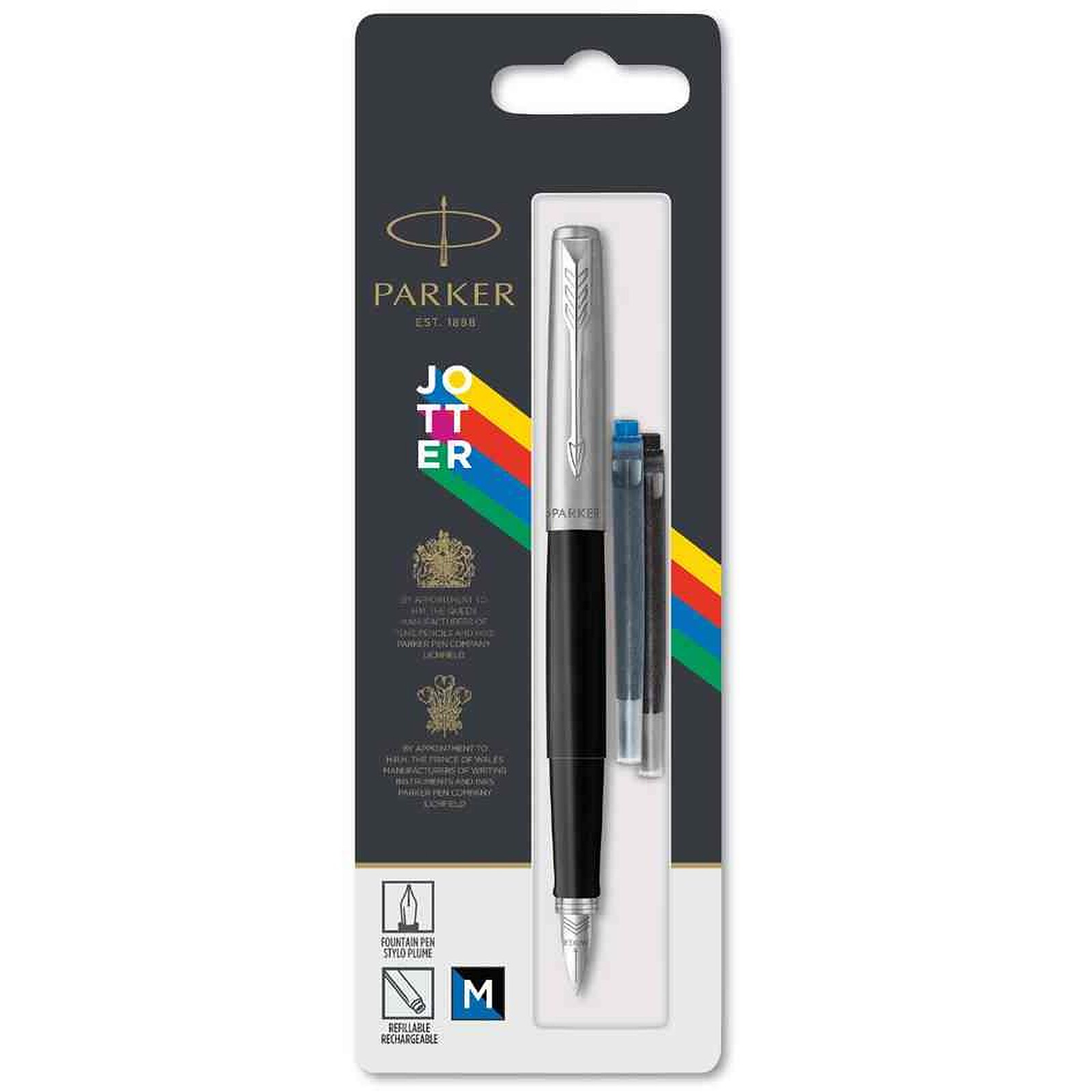 Parker Quinkflow recharge pour stylo bille, pointe moyenne, noir, blister  de 10 pièces