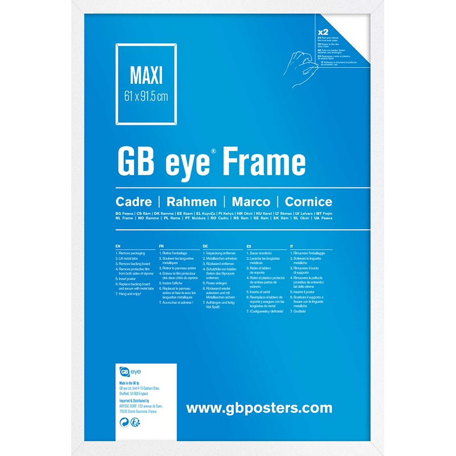 GB eye Cadre MDF Maxi (61 x 91,5 cm) Blanc - Vitrine et affichage - LDLC