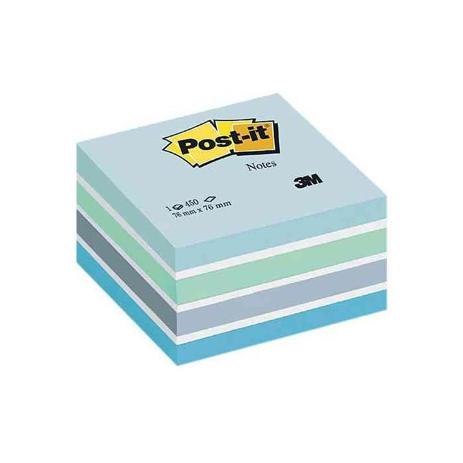 POST-IT Bloc cube 450 feuilles 76 x 76 mm 5 teintes Bleu pastel - Bloc  repositionnable - LDLC