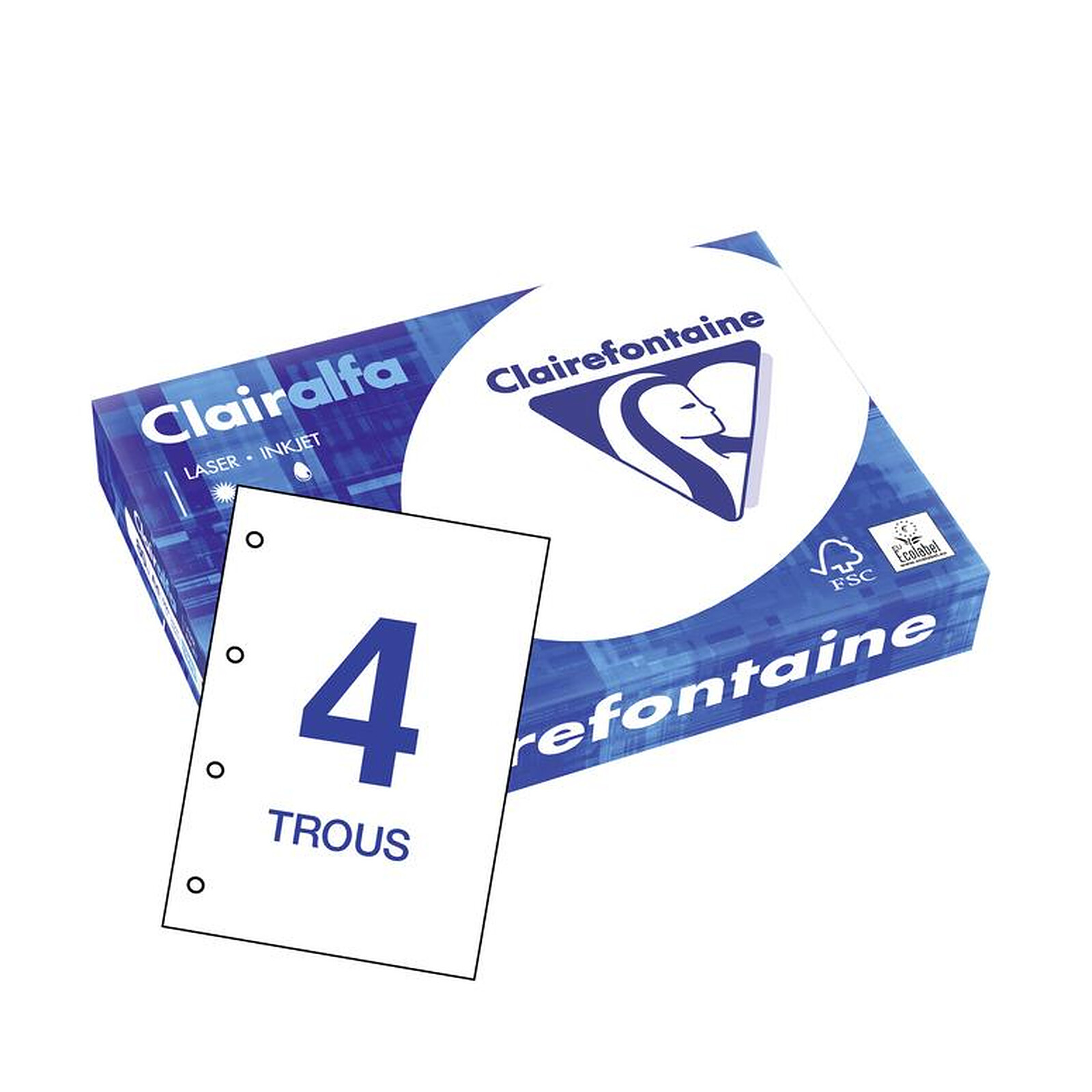 Clairefontaine Clairalfa 80g A4 ramette 500 feuilles Blanc X5