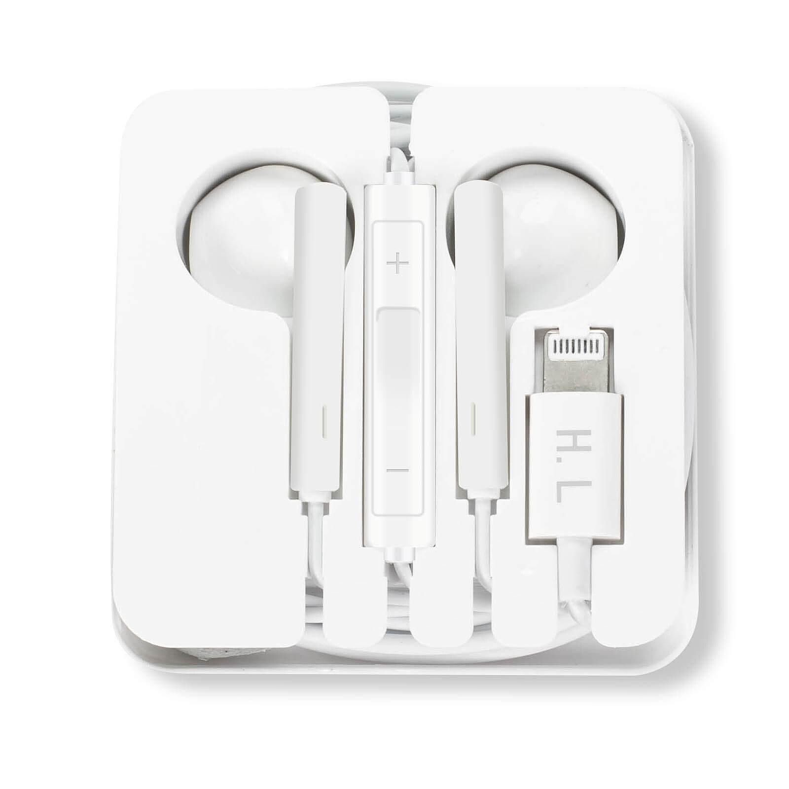 Avizar Écouteurs pour iPhone Lightning Filaires Kit Mains Libres  Télécommande Micro Blanc - Kit piéton et Casque - LDLC