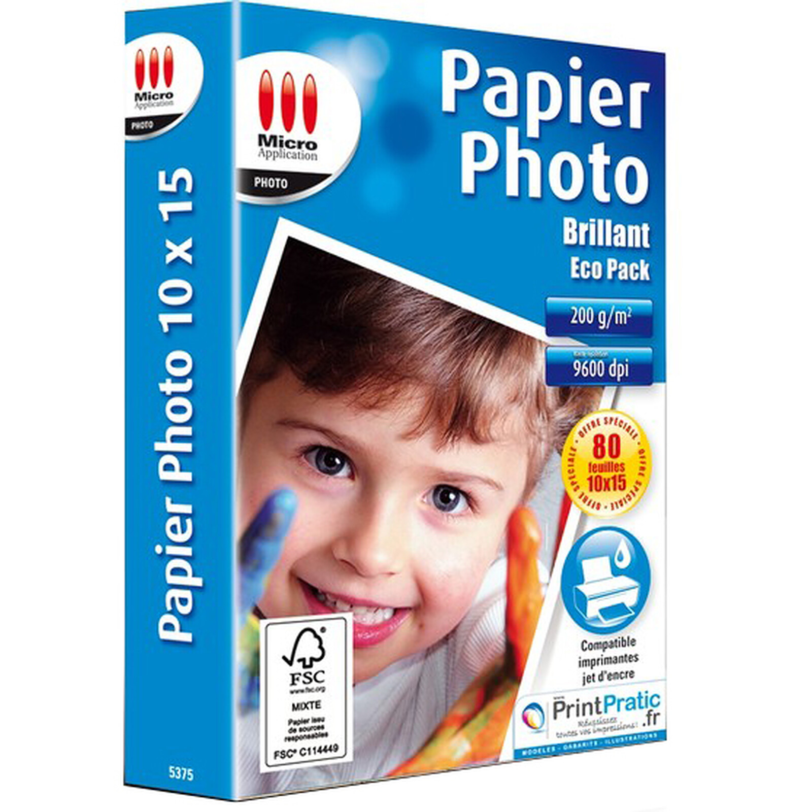 Micro Application Papier photo Photo Maxi Pack A4 Brillant 170g/m2