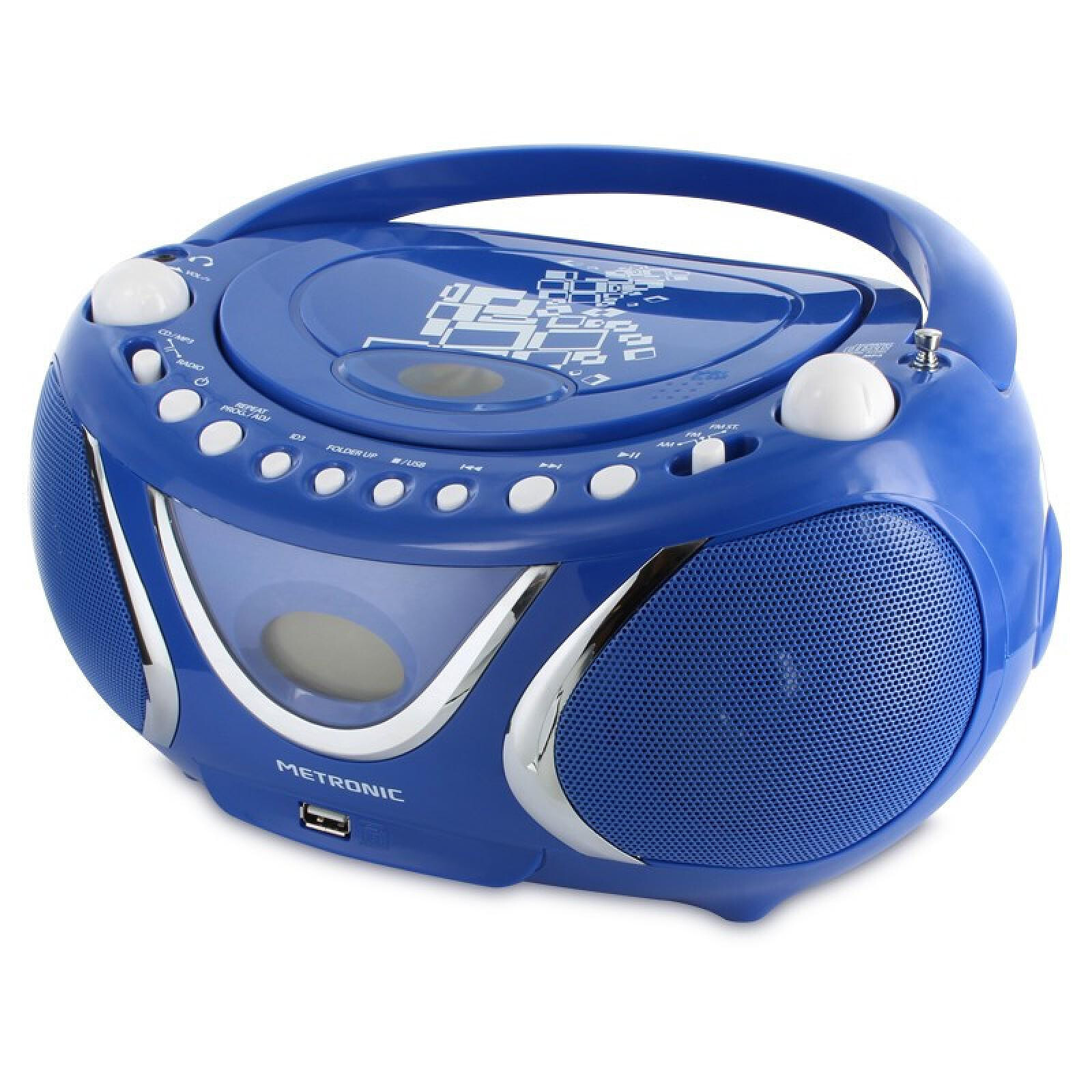 radio Réveil Enfant Sportsman MP3 USB avec projection de l'heure bleu noir
