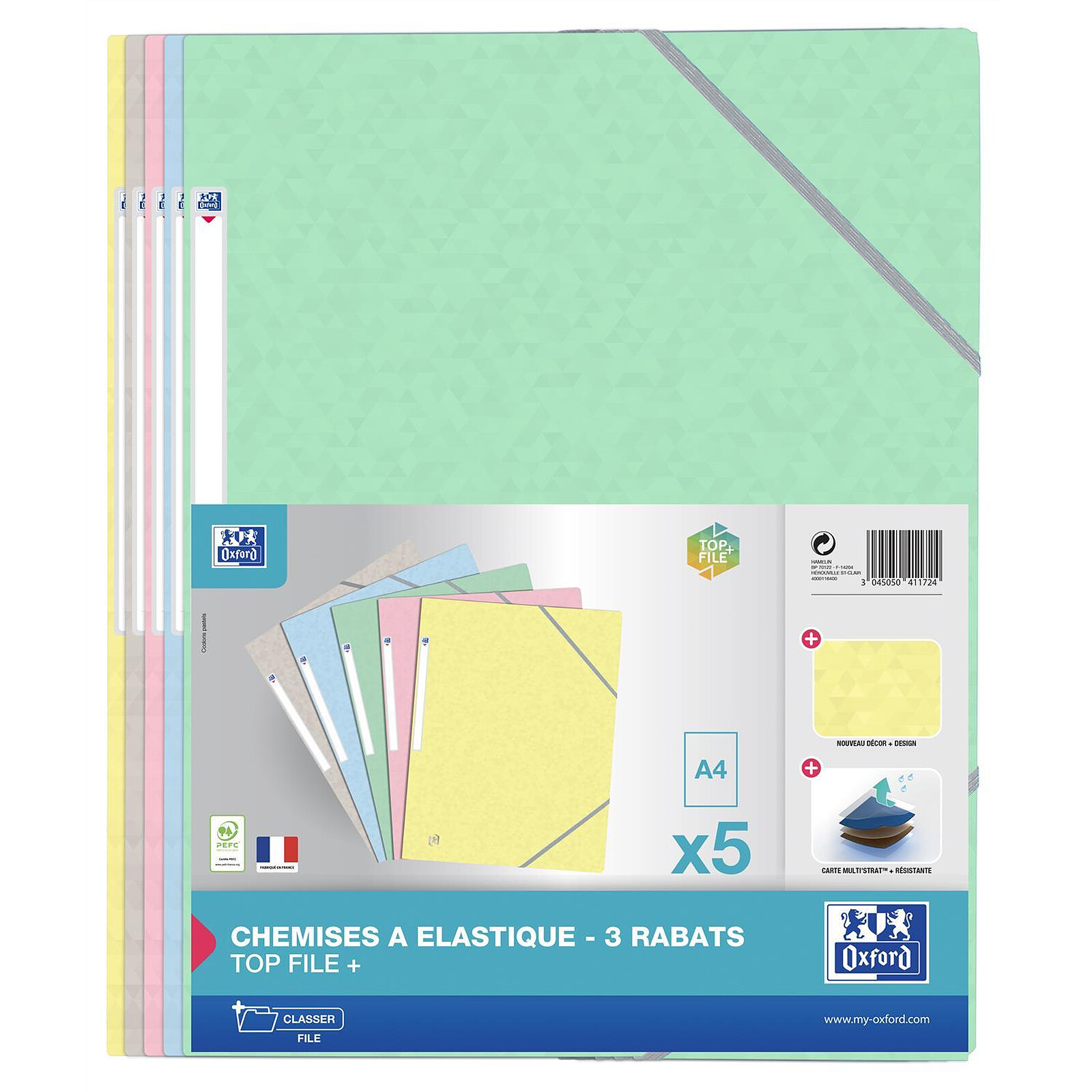 Pochette document en carton - format A4 - FAST - assorti pastel