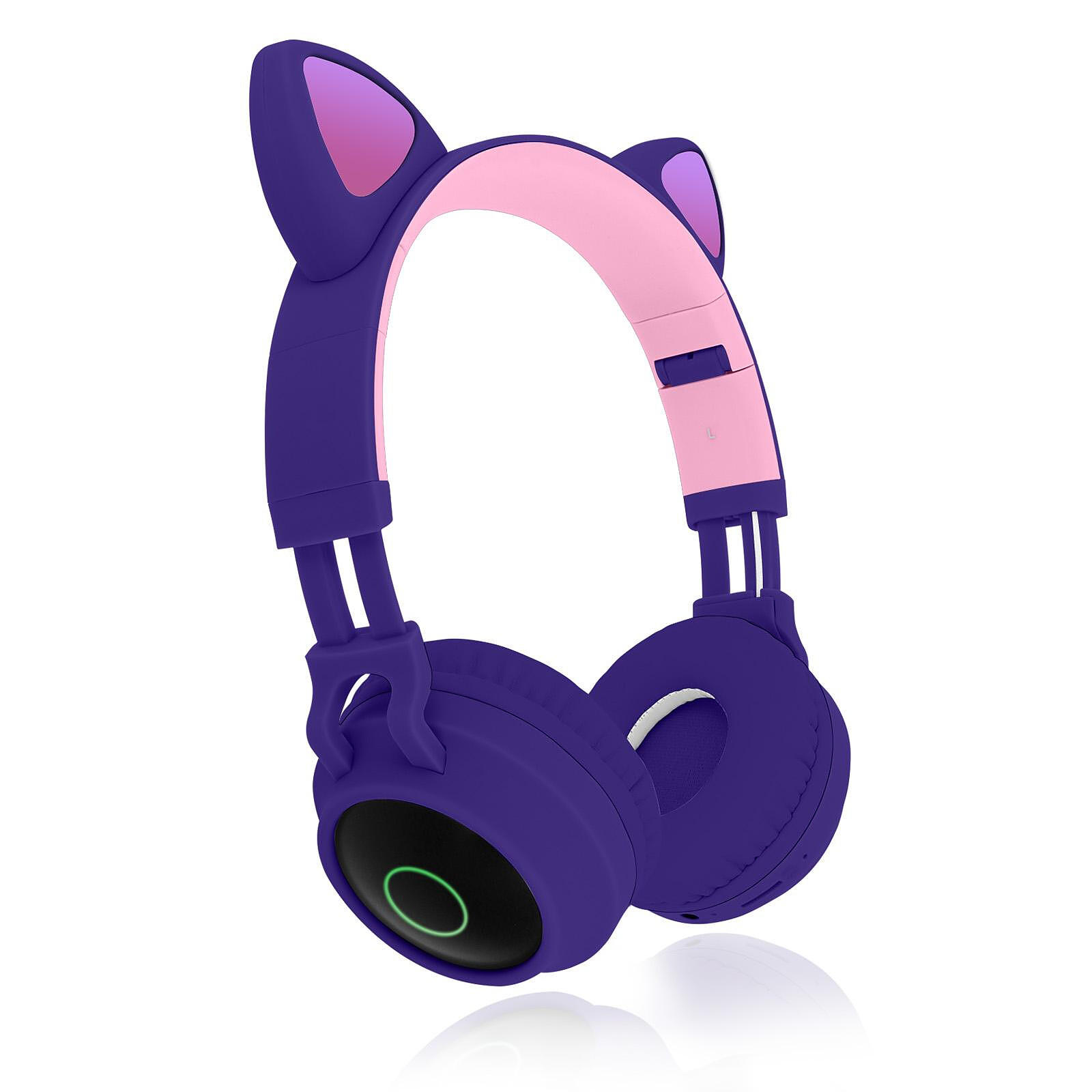 Casque Audio Bluetooth Design Oreilles Chat Animation lumineuse 12h -  Violet - Casques