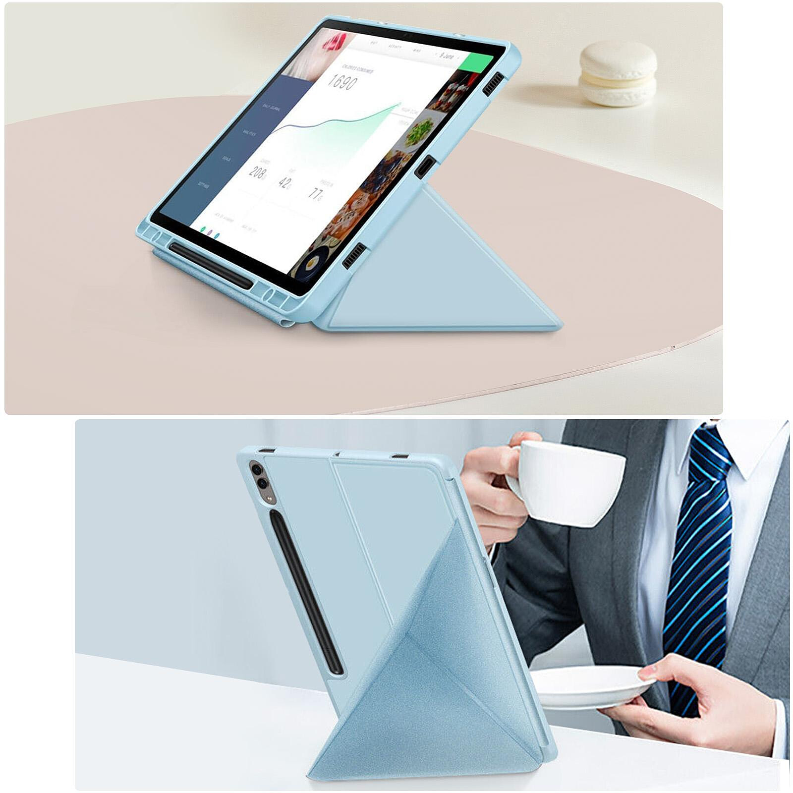 Avizar Coque Galaxy Tab A 8.0 2019 Protection Antichoc Poignée-Support  Enfant Bleu - Etui tablette - LDLC