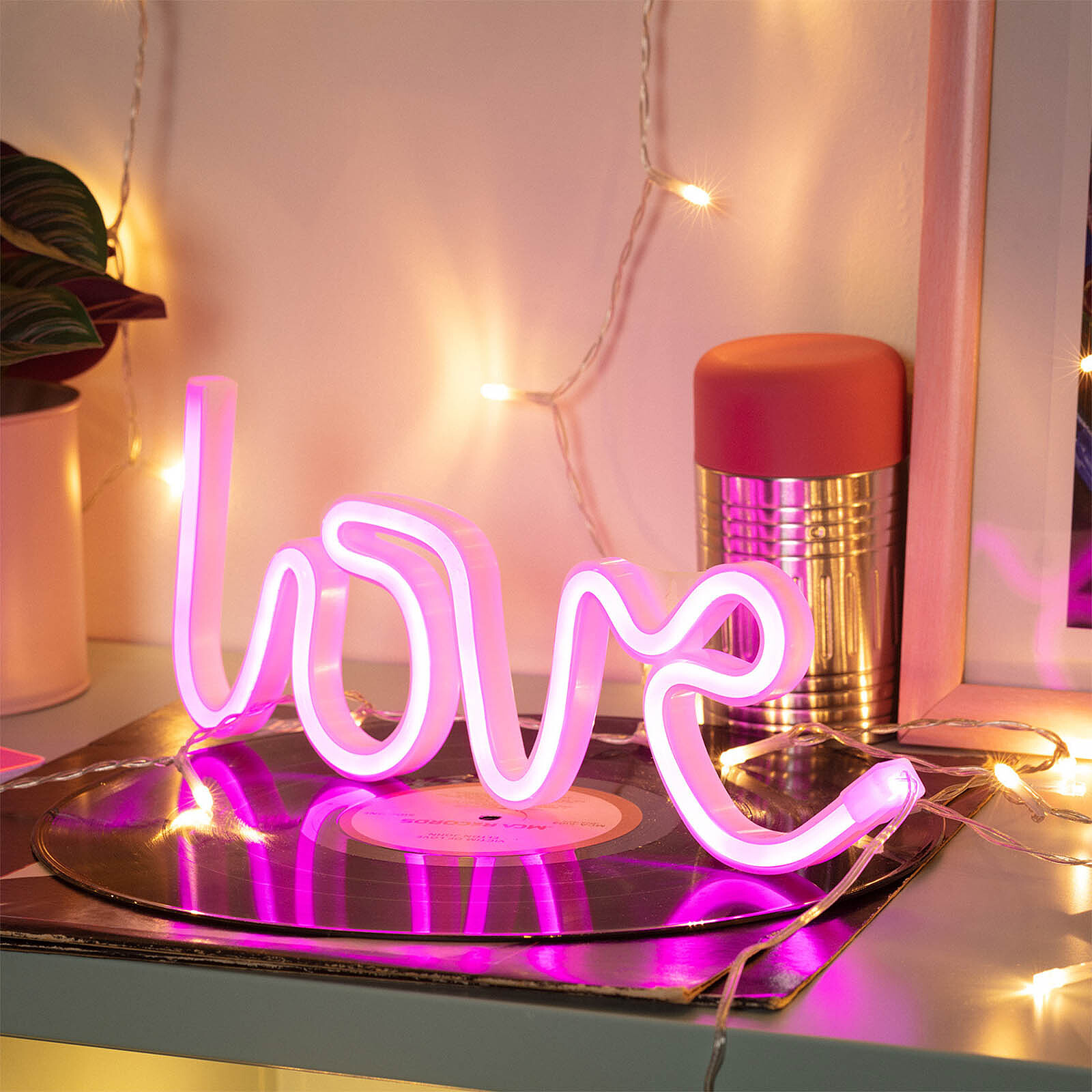 Avizar Lampe à Néon LED Format Love Alimentation par câble ou piles AA Rose  - Lampe de bureau - LDLC