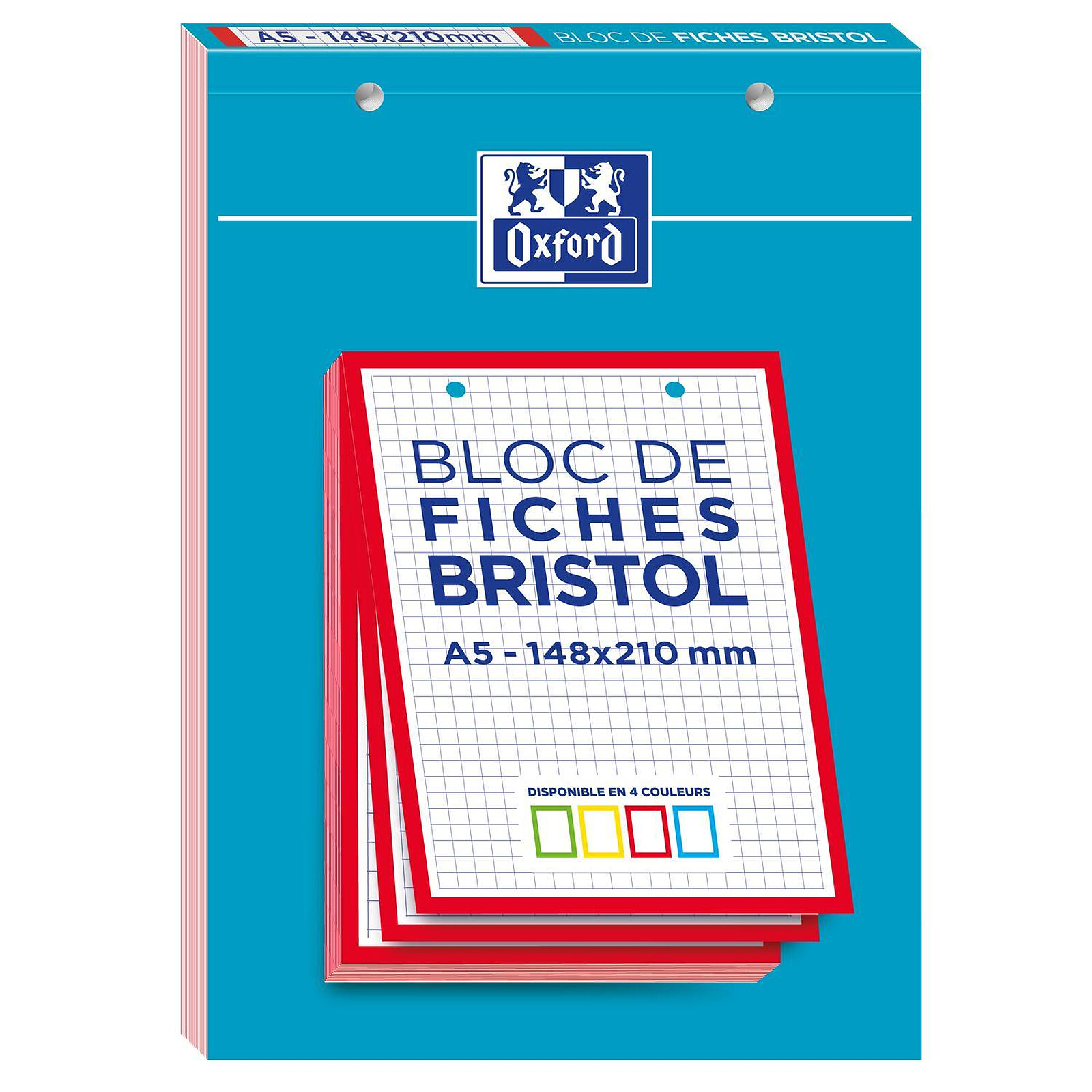 OXFORD Bloc de 30 Fiches Bristol Perforées 2.0 A5 Q5/5 Bordures couleurs  aléatoires - Papier spécifique - LDLC