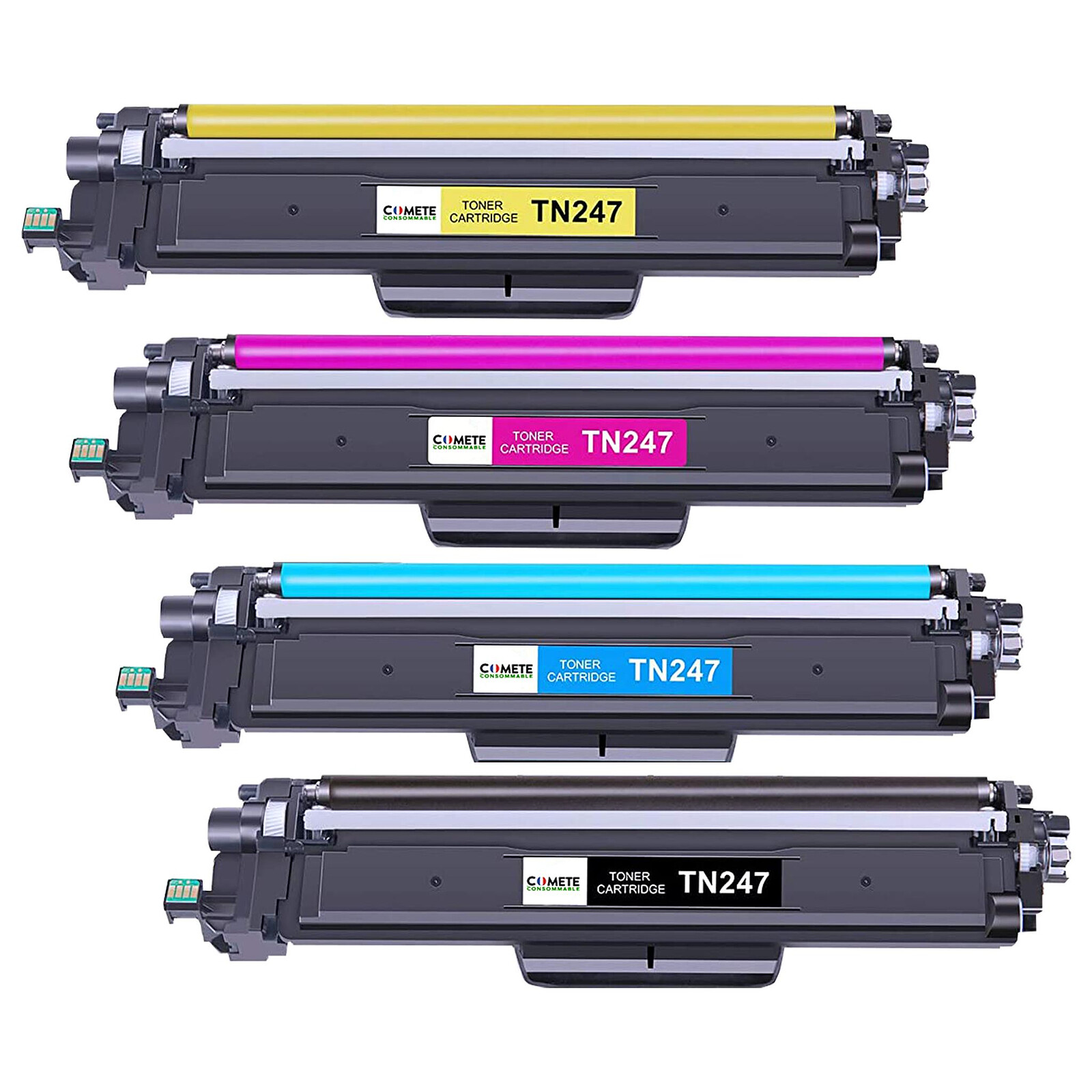 COMETE - TN247 - 4 Toners compatibles BROTHER TN247 - Noir et Couleur -  Marque française - Cartouche imprimante - LDLC