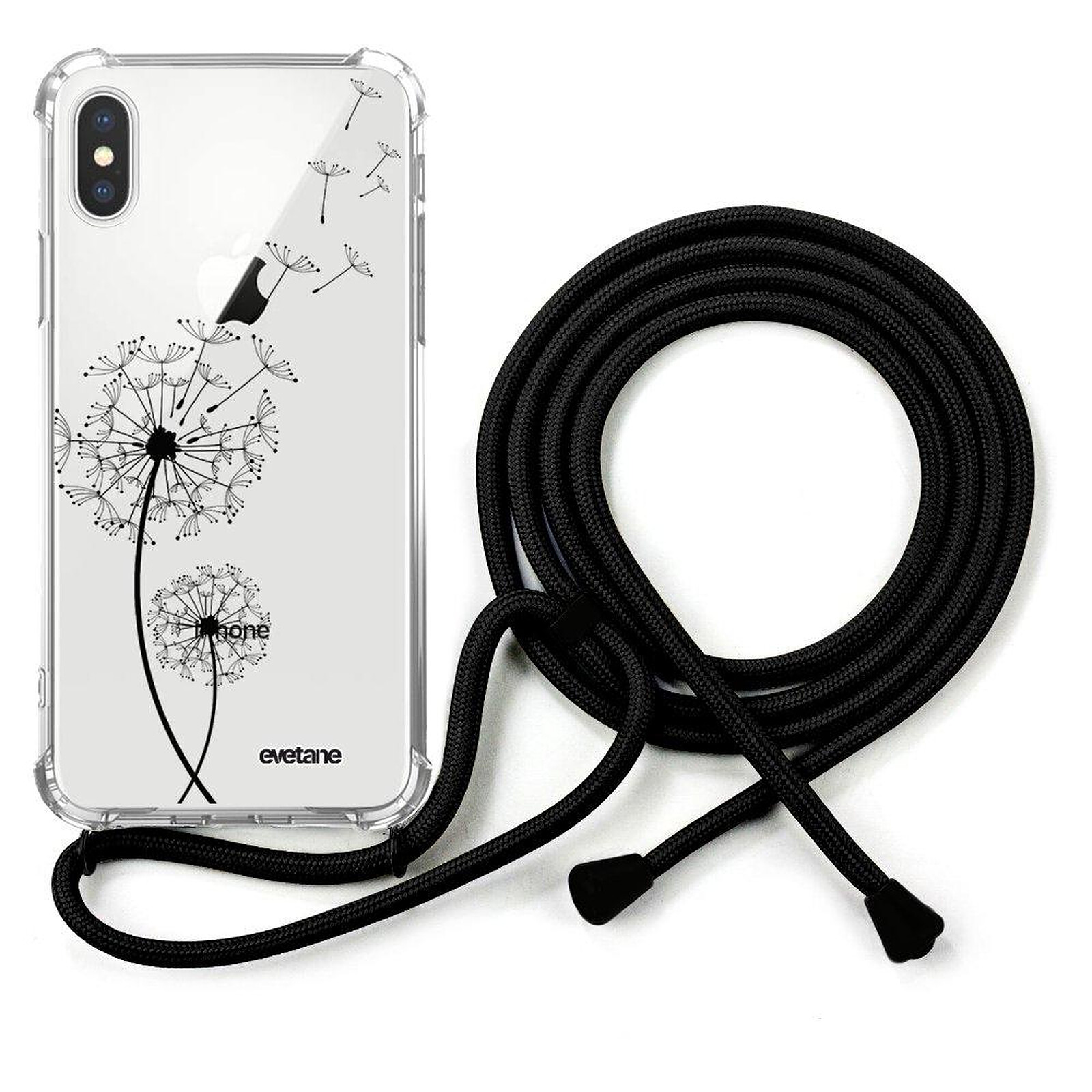 Evetane Coque cordon iPhone X/Xs noir Dessin Pissenlit - Coque téléphone -  LDLC