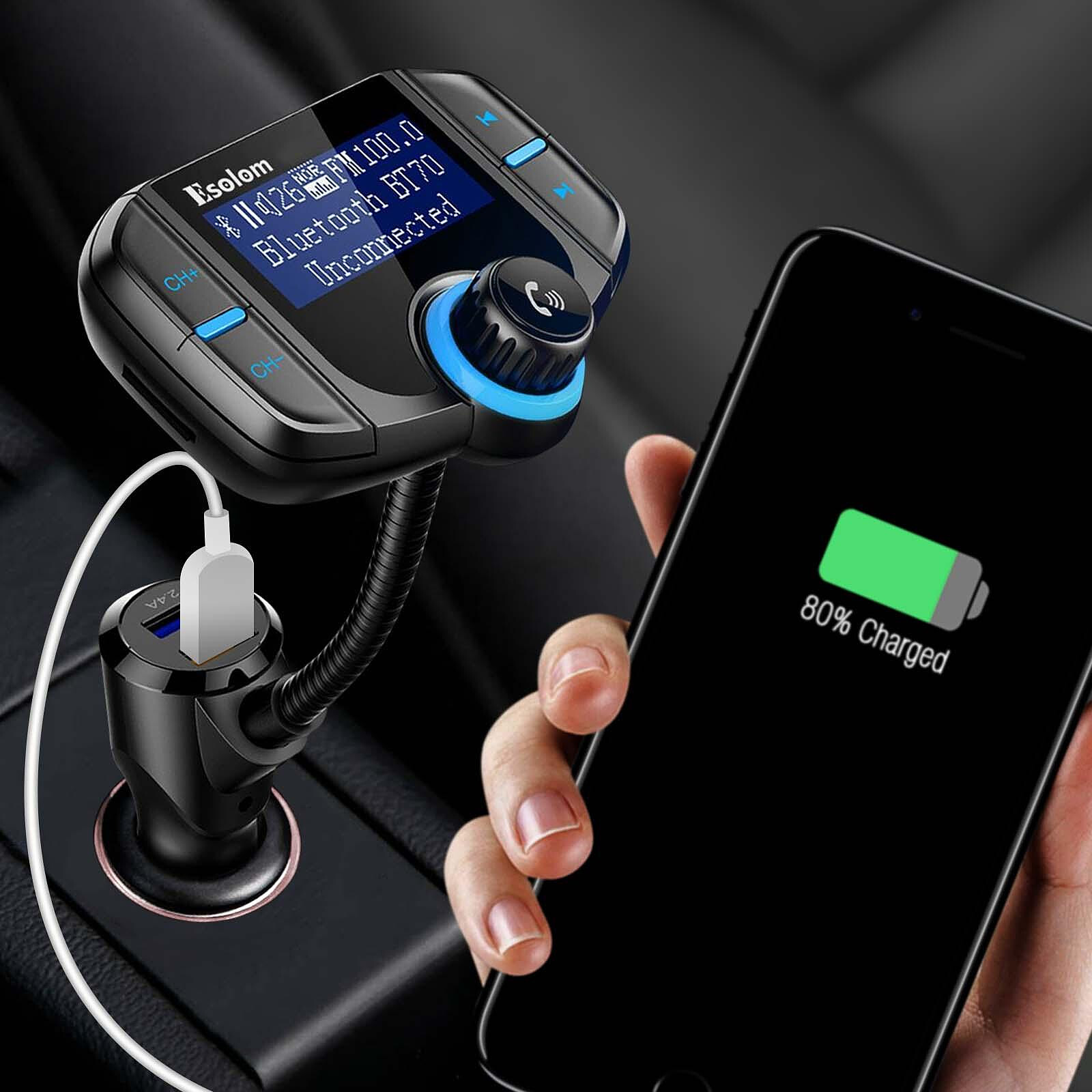 Avizar Kit mains libres Auto Bluetooth Chargeur Allume-cigare Port