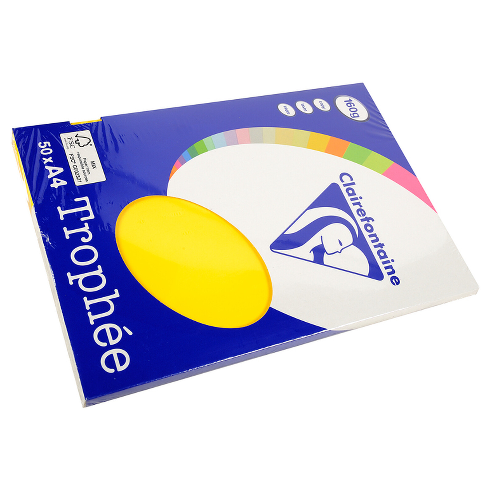 CLAIREFONTAINE Ramette 50 Feuilles Papier 160g A4 210x297 mm Certifié FSC  jaune soleil - Ramette de papier - LDLC
