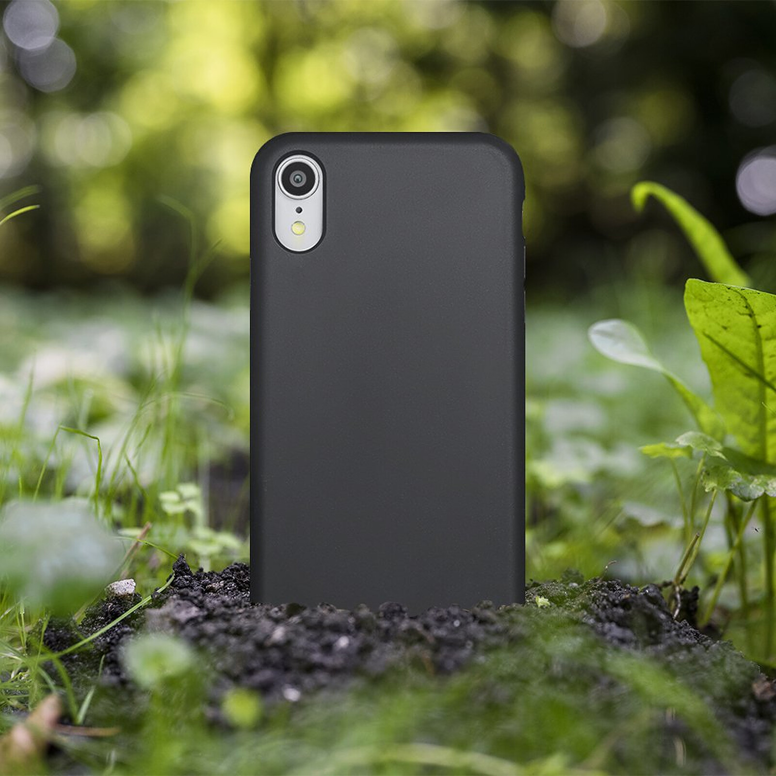 LaCoqueFrançaise Coque iPhone Xr Silicone Liquide Douce noir Fleurs vert d' eau - Coque téléphone - LDLC