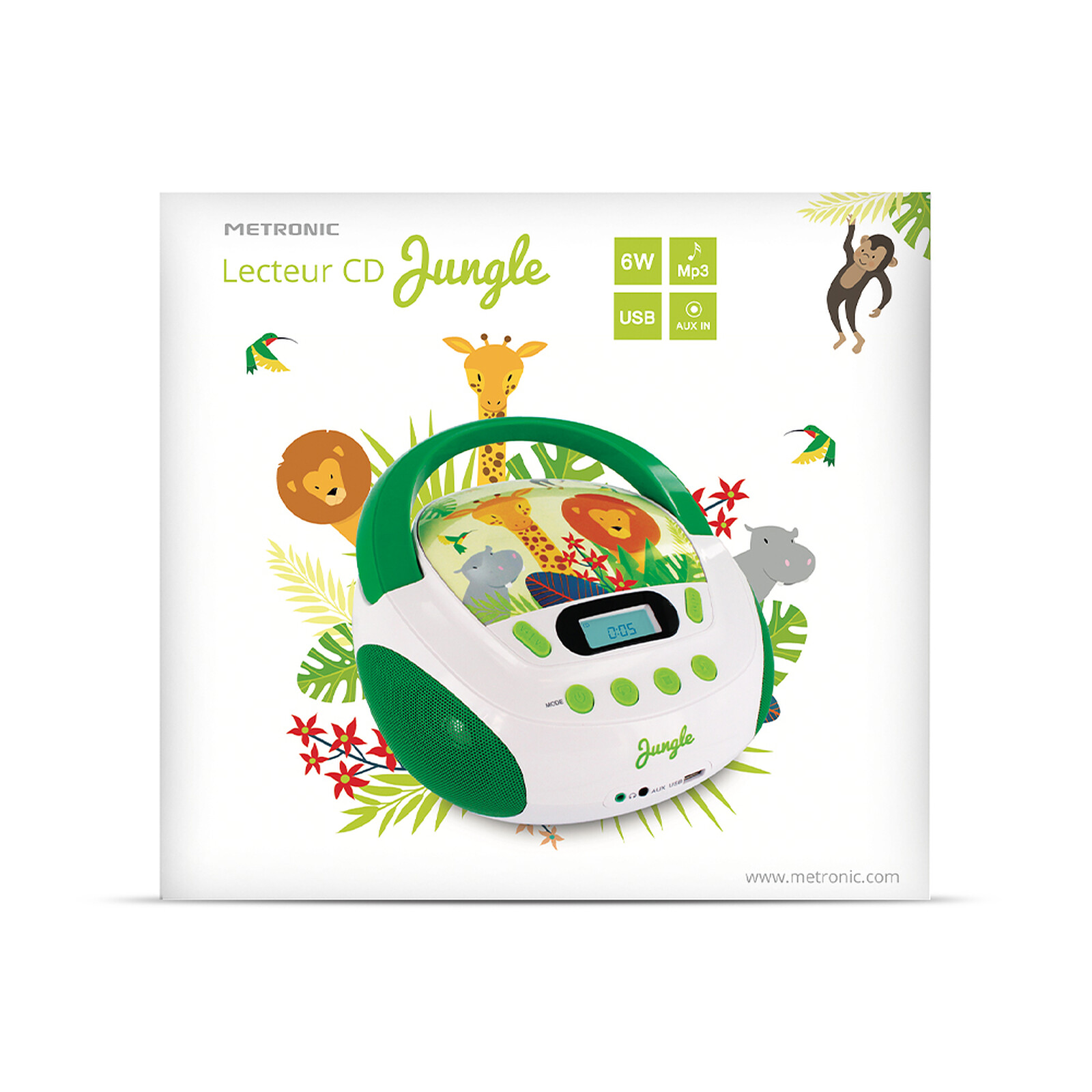 Metronic 477144 - Lecteur CD MP3 Jungle enfant avec port USB